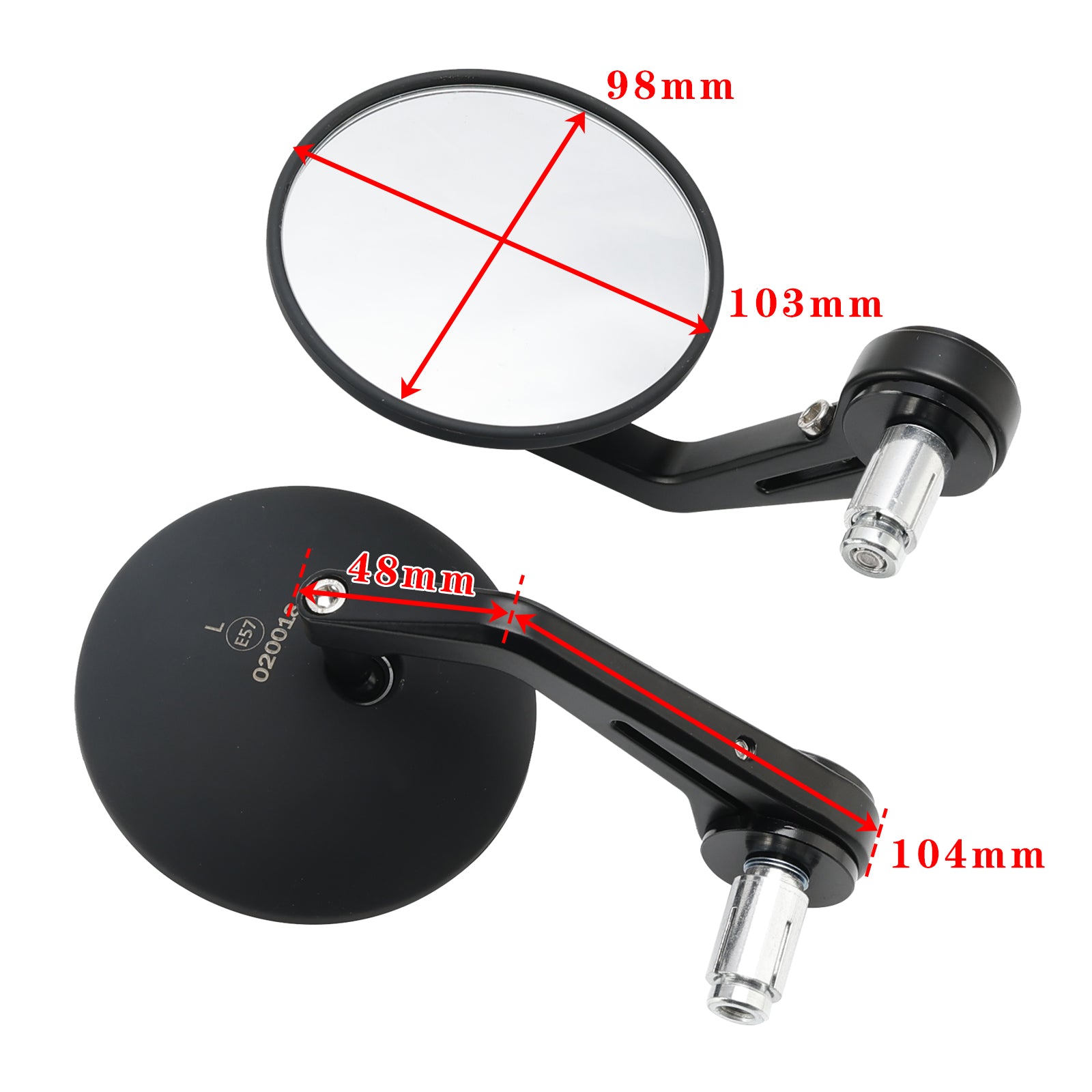 Nye CNC aluminium runde svarte endespeil Cafe Racer Scrambler Par 7/8"