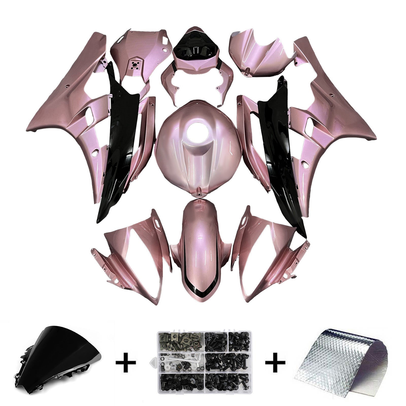 Amotopart 2006-2007 Yamaha YZF-R6 Pink & Black Fairing Kit