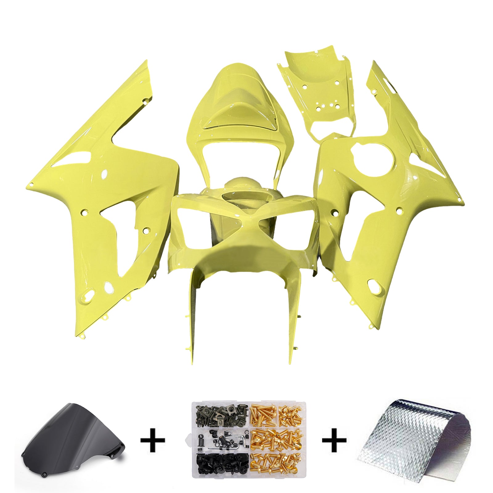 Amotopart 2003-2004 Kawasaki ZX6R 636 Yellow Fearing Kit
