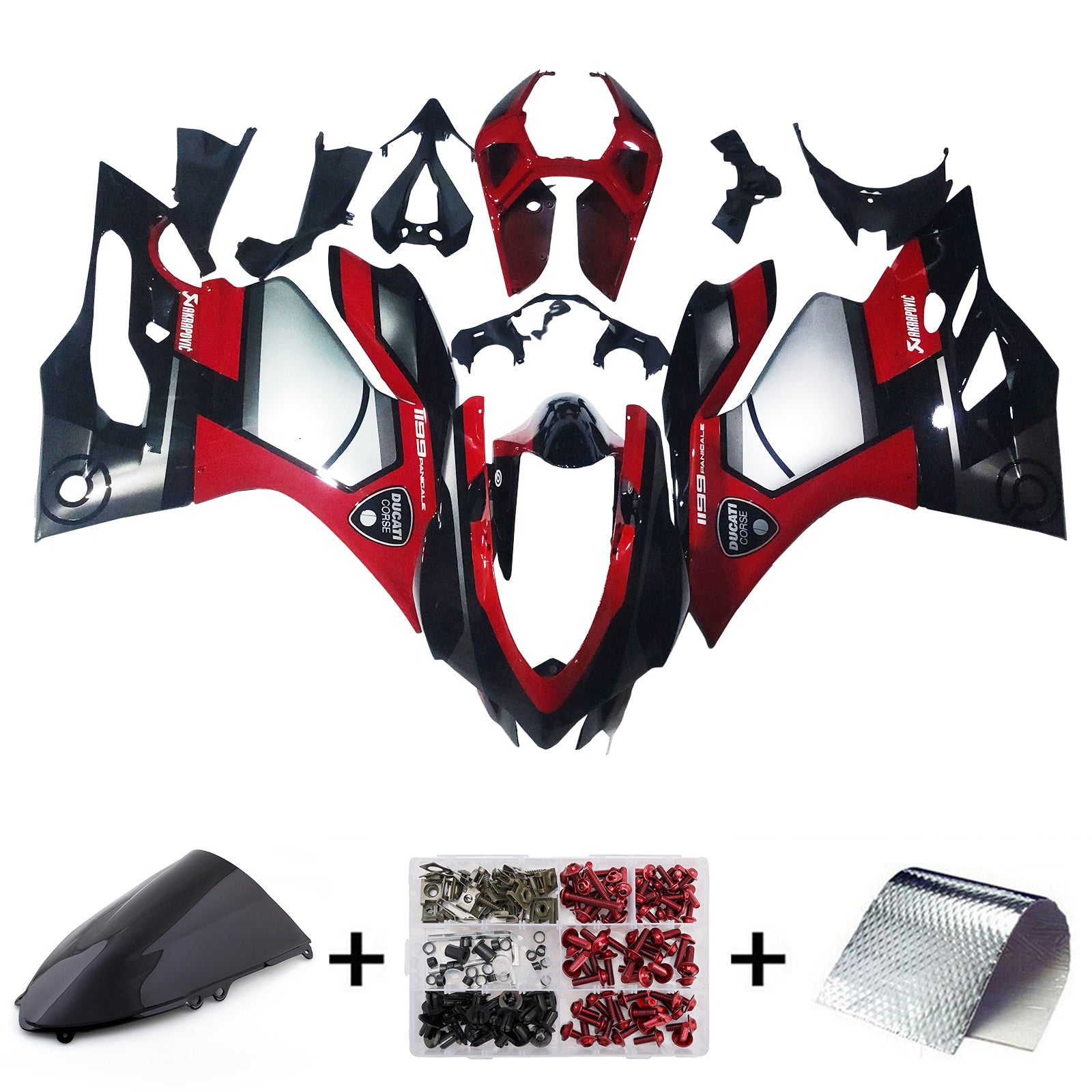 Amotopart 2012-2015 Ducati 899 Silver Black Red Fairing Kit