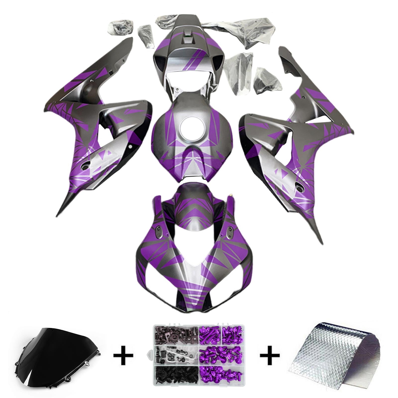 Amotopart 2006-2007 Honda CBR1000RR Violet&Kit de carénage gris