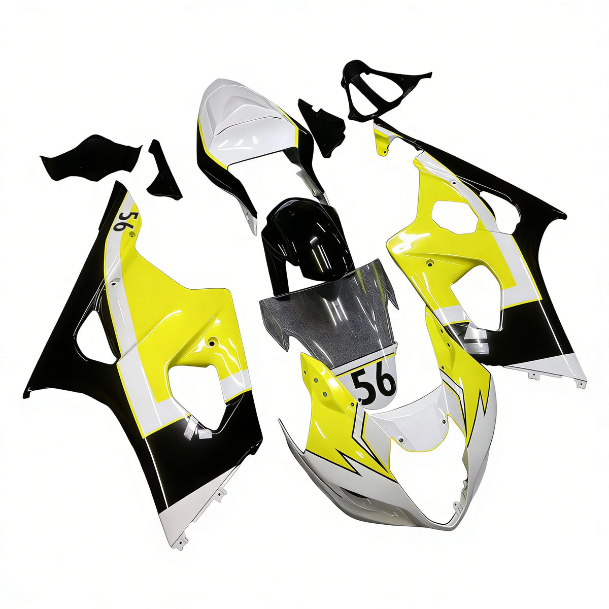 Amotopart 2003-2004 Suzuki GSX-R1000 K3 Black White Yellow Fairing Kit