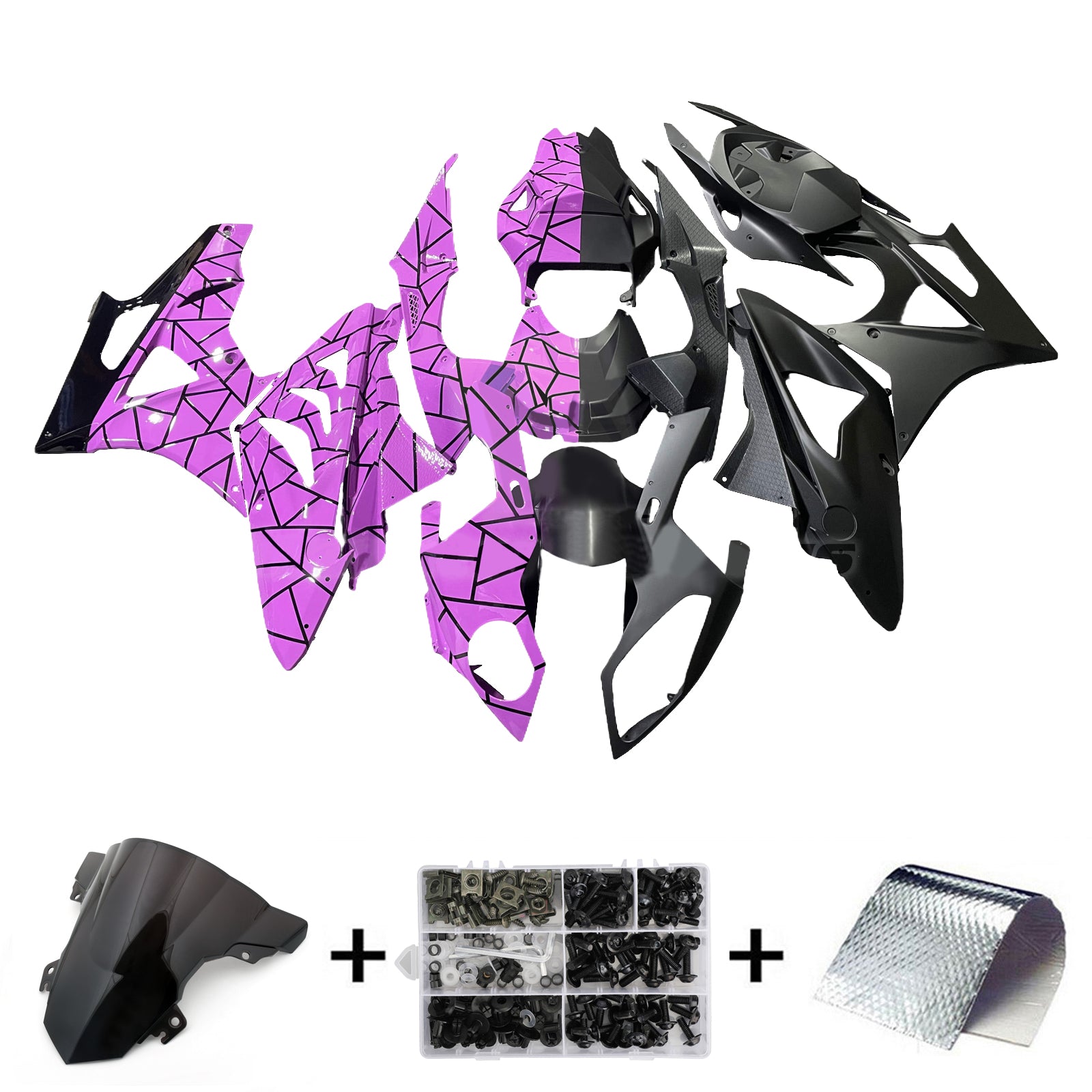 Amotopart 2015-2016 BMW S1000RR Half Pink Half Black Fairing Kit