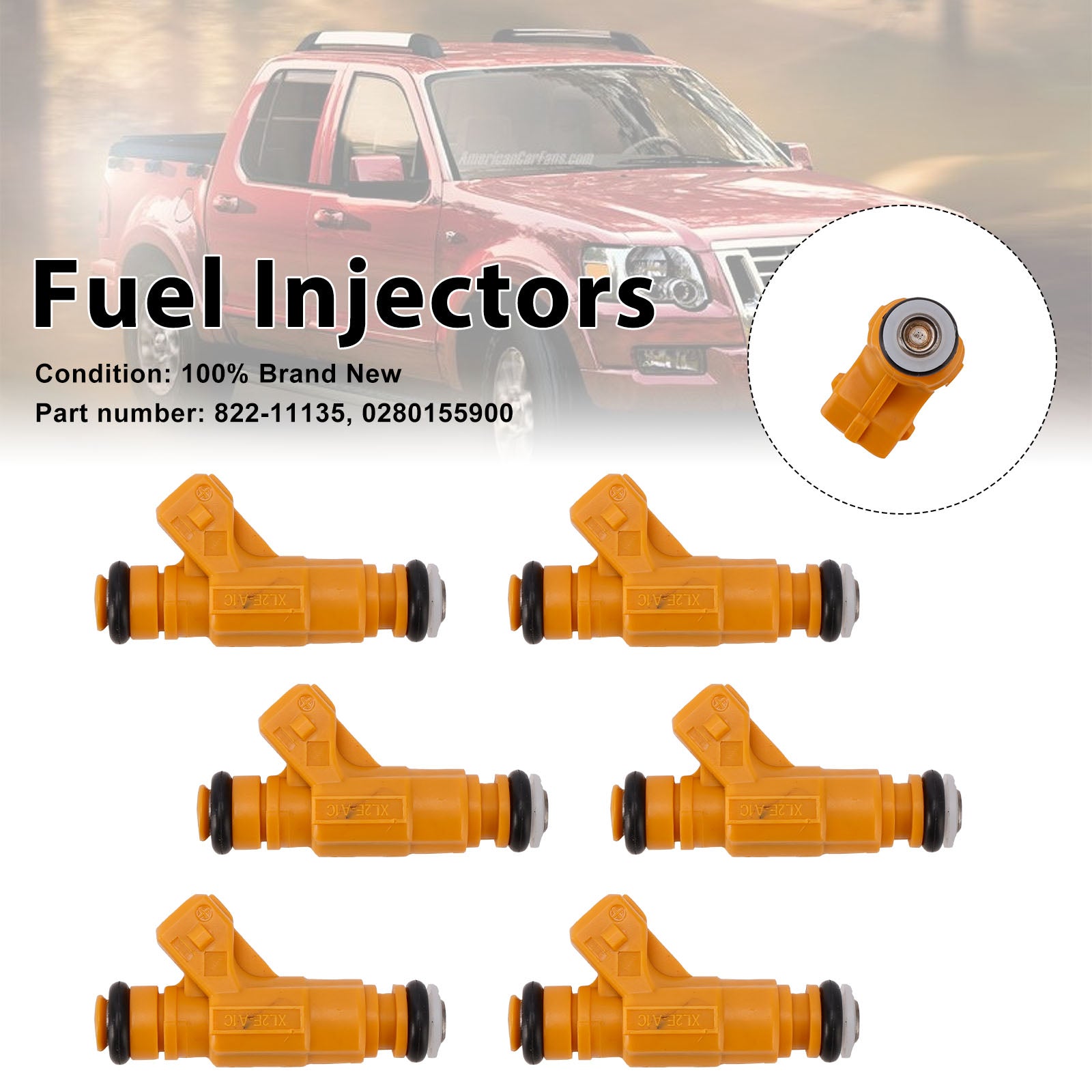 Mercury Mountaineer Ford Explorer 6PC 822-11135 Inyectores de combustible 0280155900