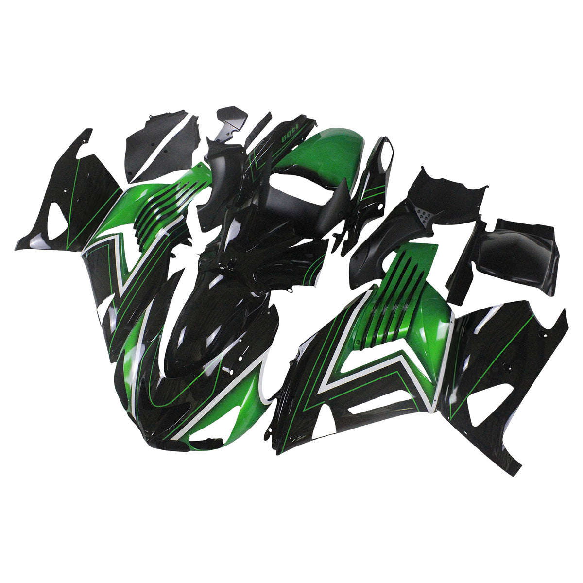 Amotopart 2006-2011 Kawasaki ZX-14R Black Gray Green White Fairing Kit