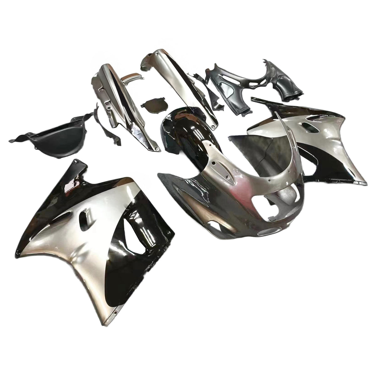 Amotopart 1993-2003 Kawasaki ZZR1100 Grå Svart Guld Vit Fairing Kit