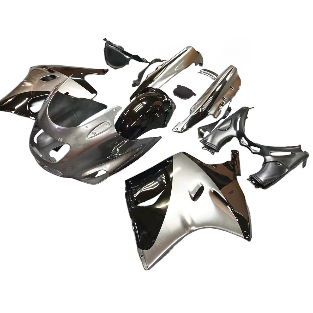 Amotopart 1993-2003 Kawasaki ZZR1100 Grå Svart Guld Vit Fairing Kit