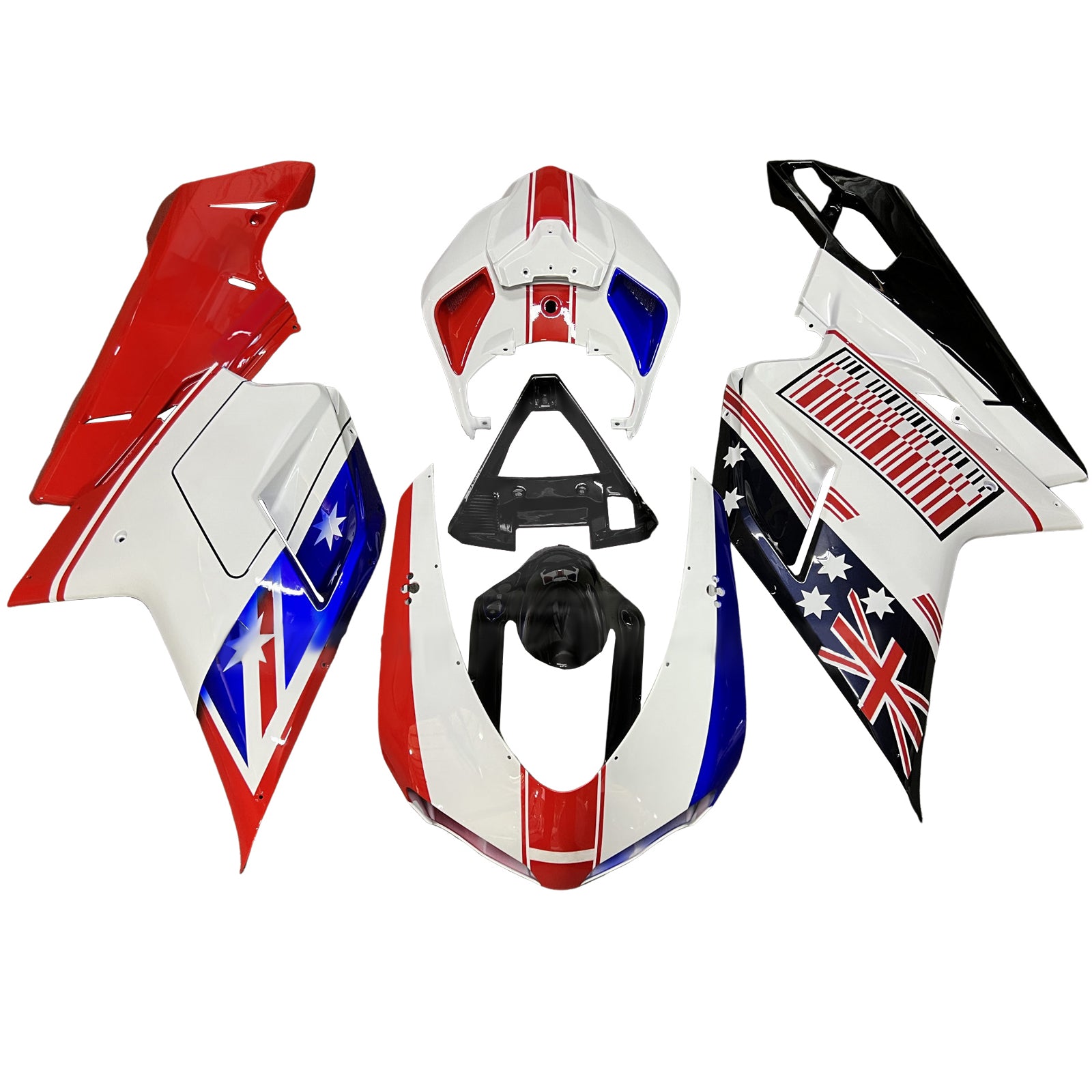 Amotopart 2007-2011 Ducati 1098/1198/848 Glossy Blue Red White Fairing Kit