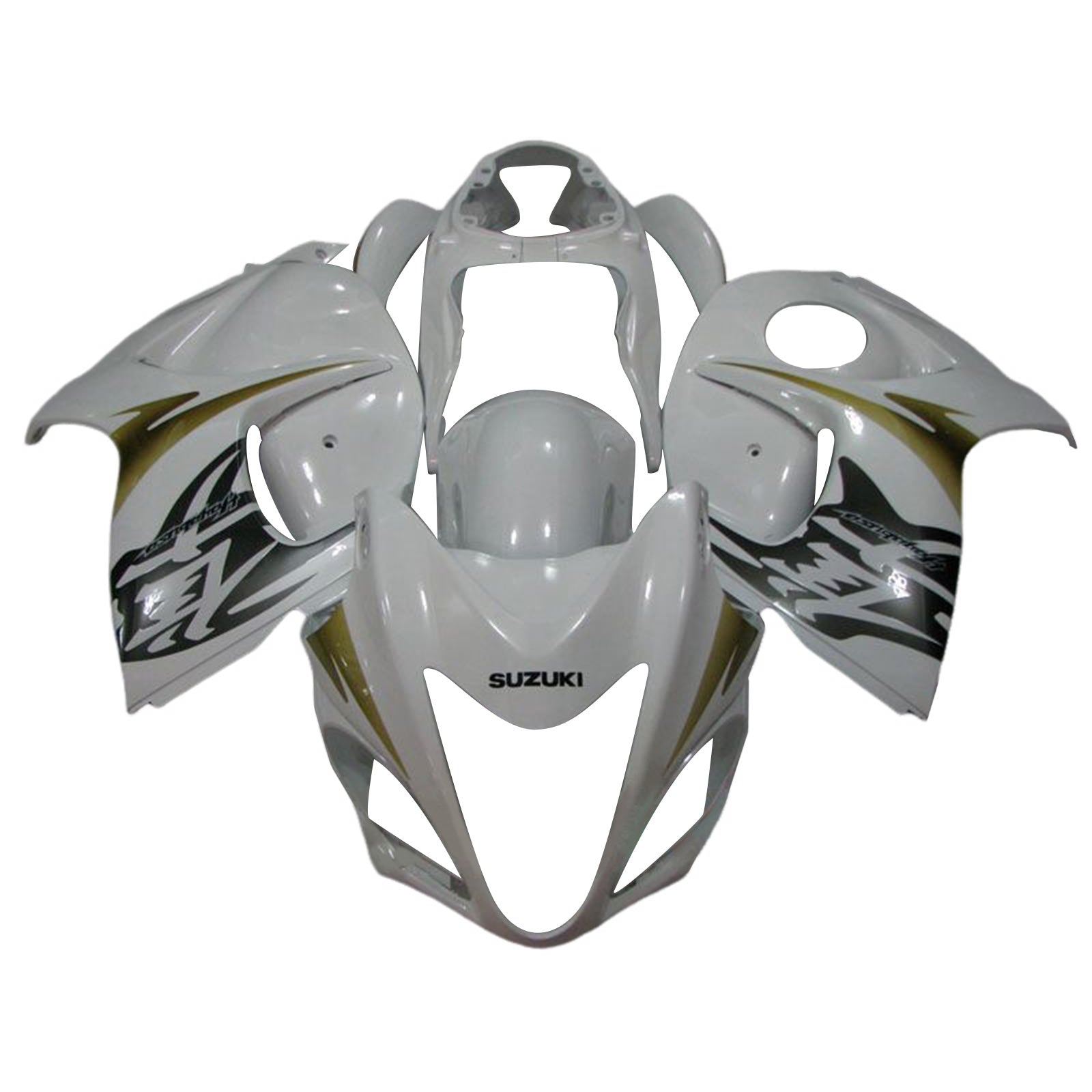 Amotopart 2008-2020 GSX1300R Hayabusa Suzuki White Fairing Kit