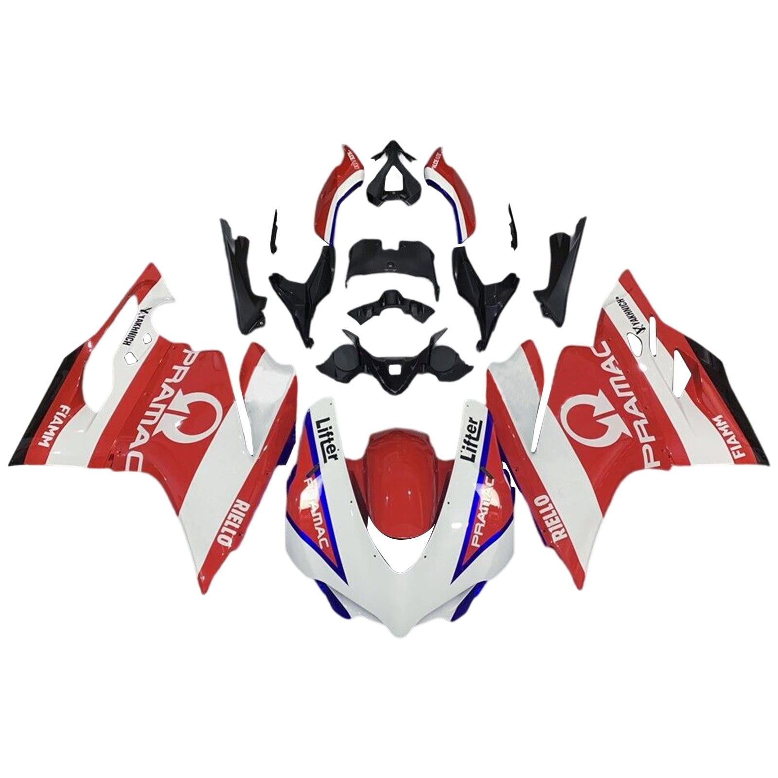Amotopart 2015-2020 Ducati 959 White Red With Decals Fairing Kit