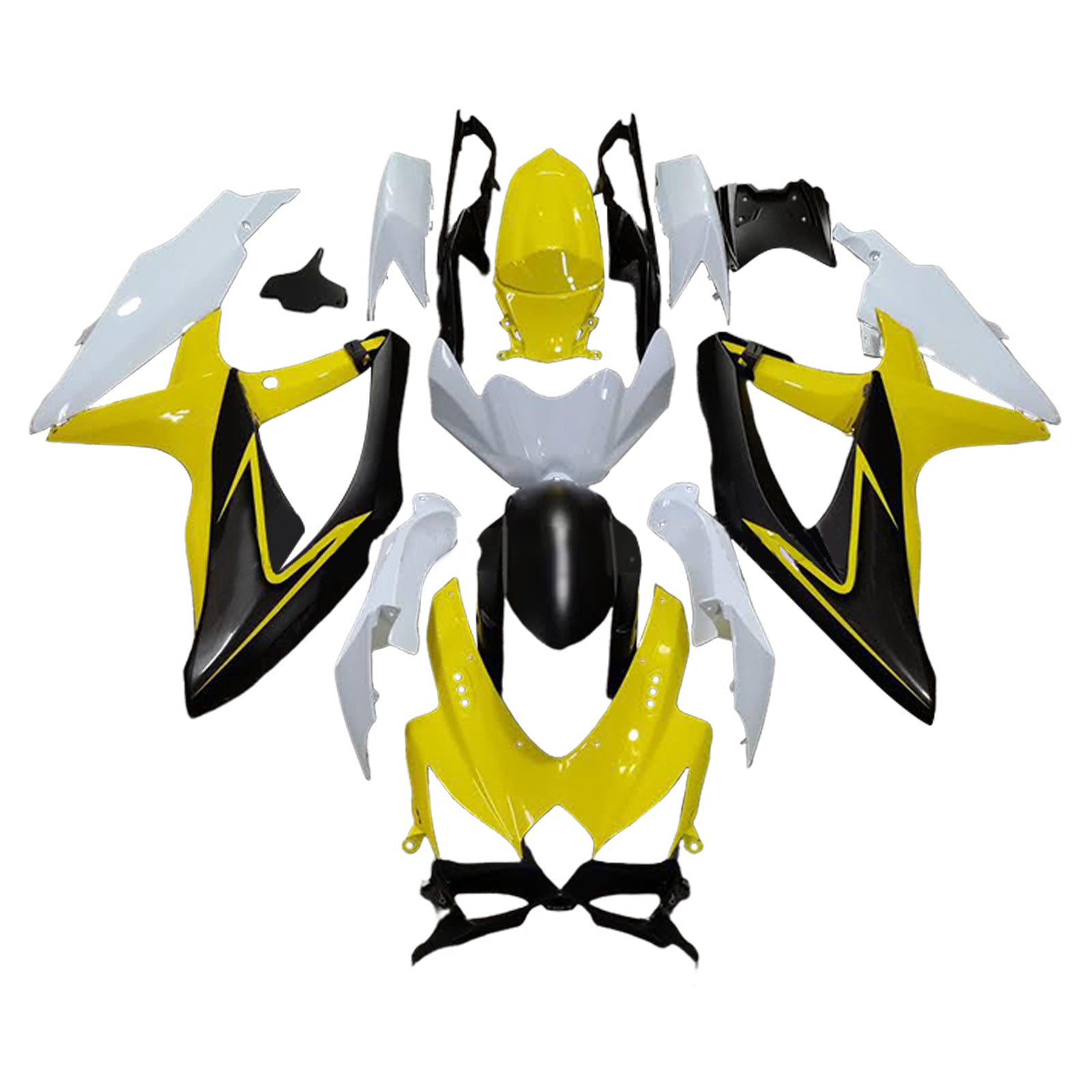 Amotopart 2008-2010 Suzuki GSXR 600/750 Yellow Black White Fairing Kit