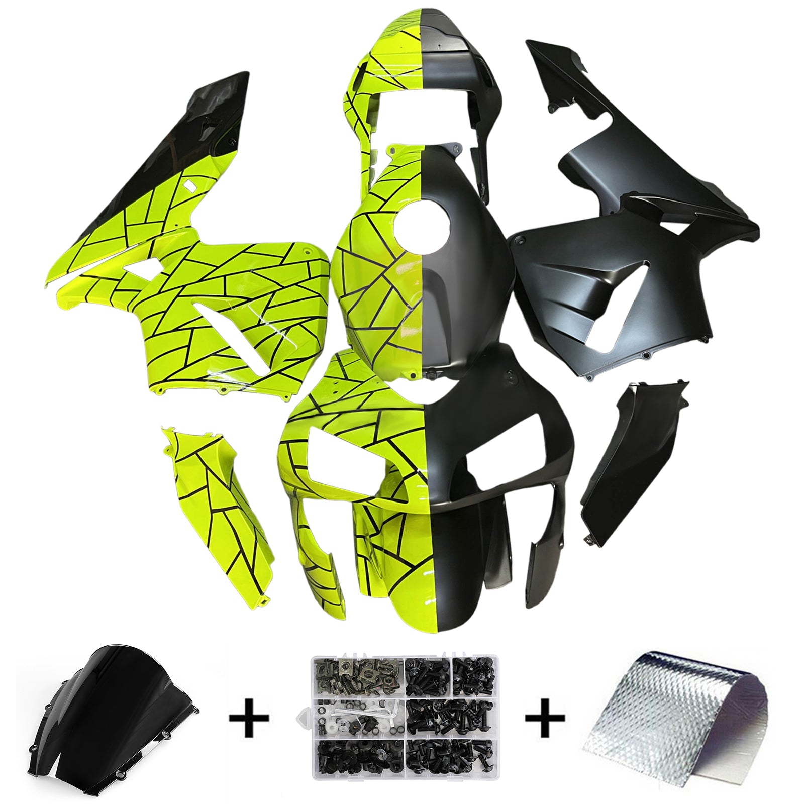 Amotopart 2003-2004 Honda CBR600RR Kit de carénage vert clair noir