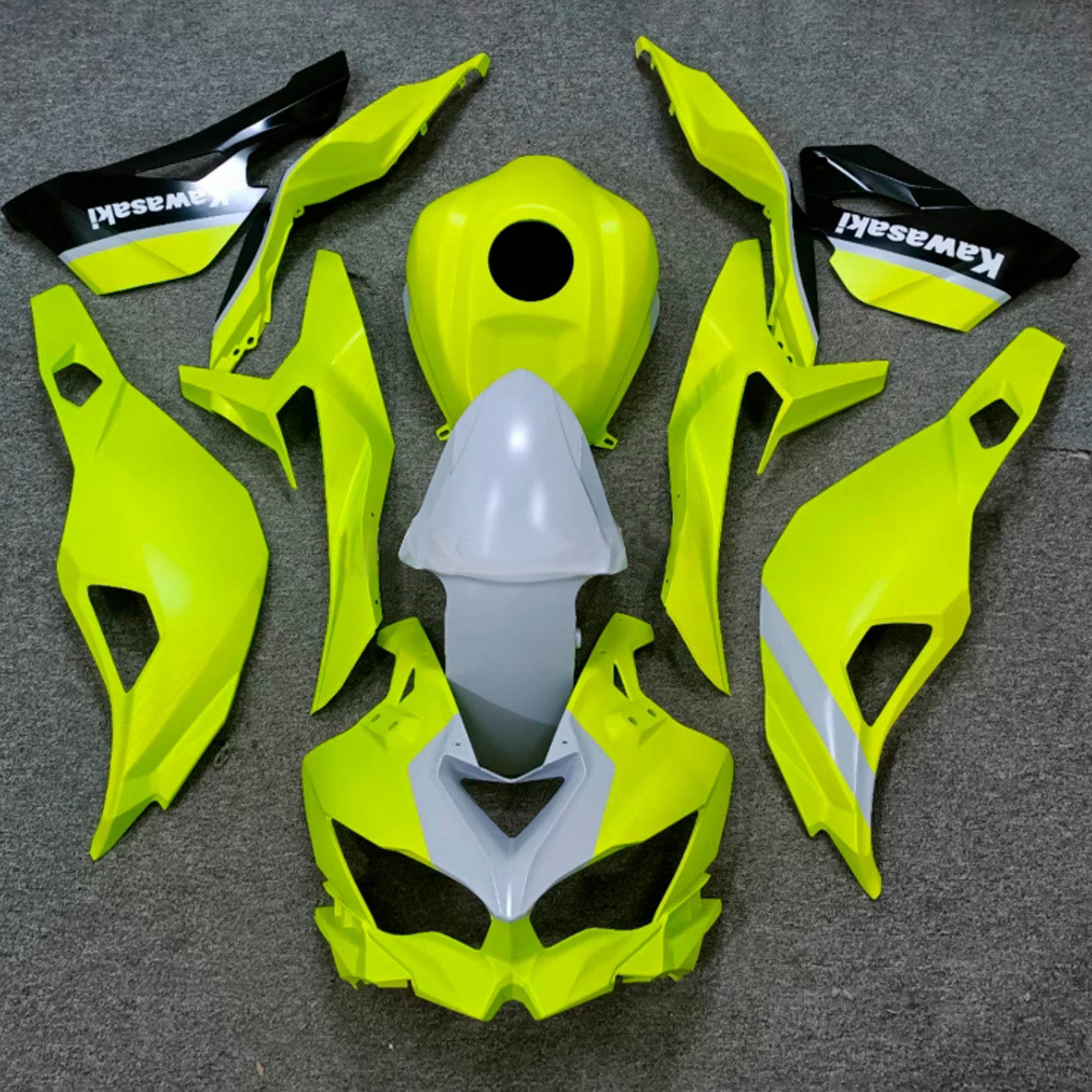 Amotopart 2024-2025 Kawasaki ZX-6R Neon Yellow Gray Fairing Kit