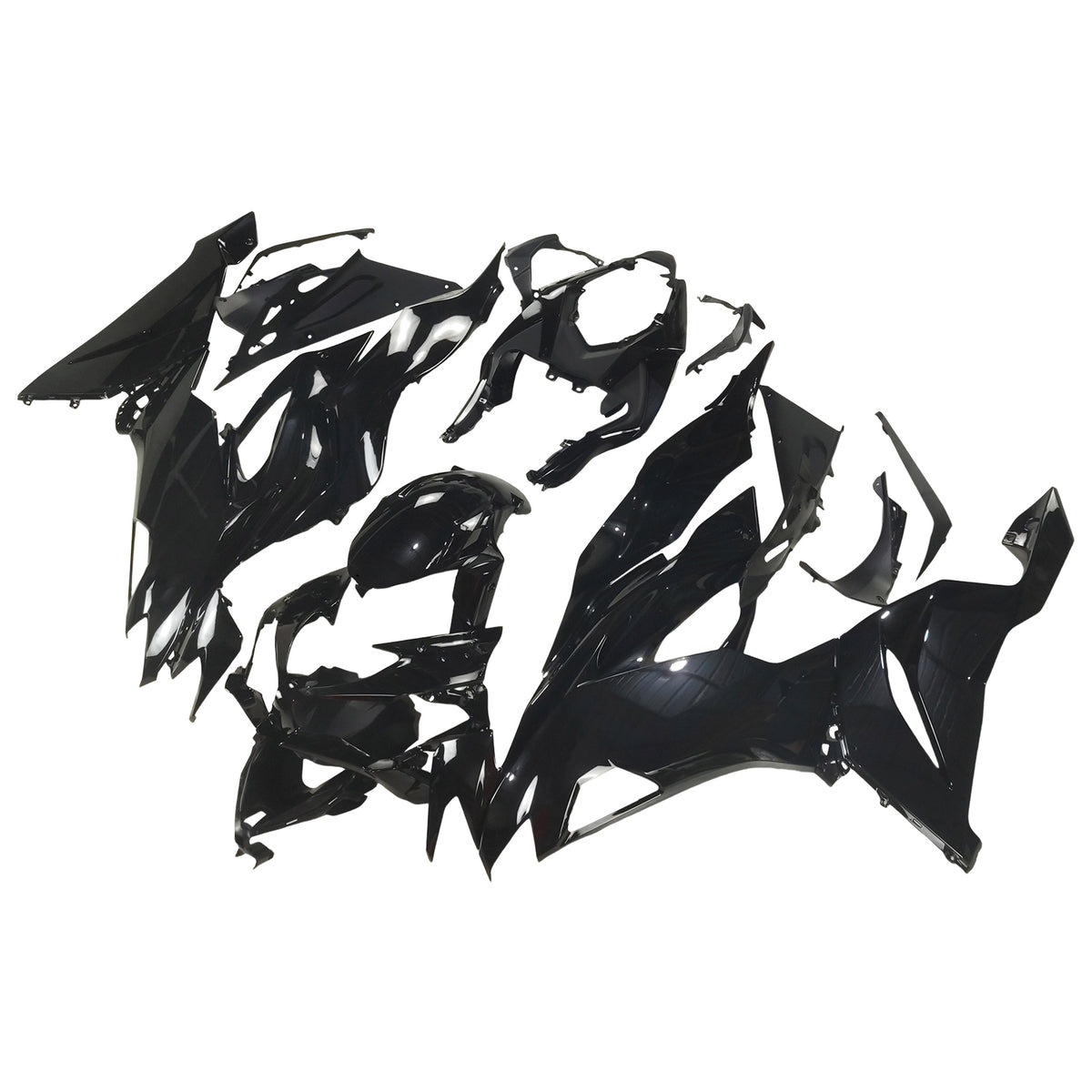Amotopart 2019-2023 Kawasaki ZX-6R Black White Fairing Kit