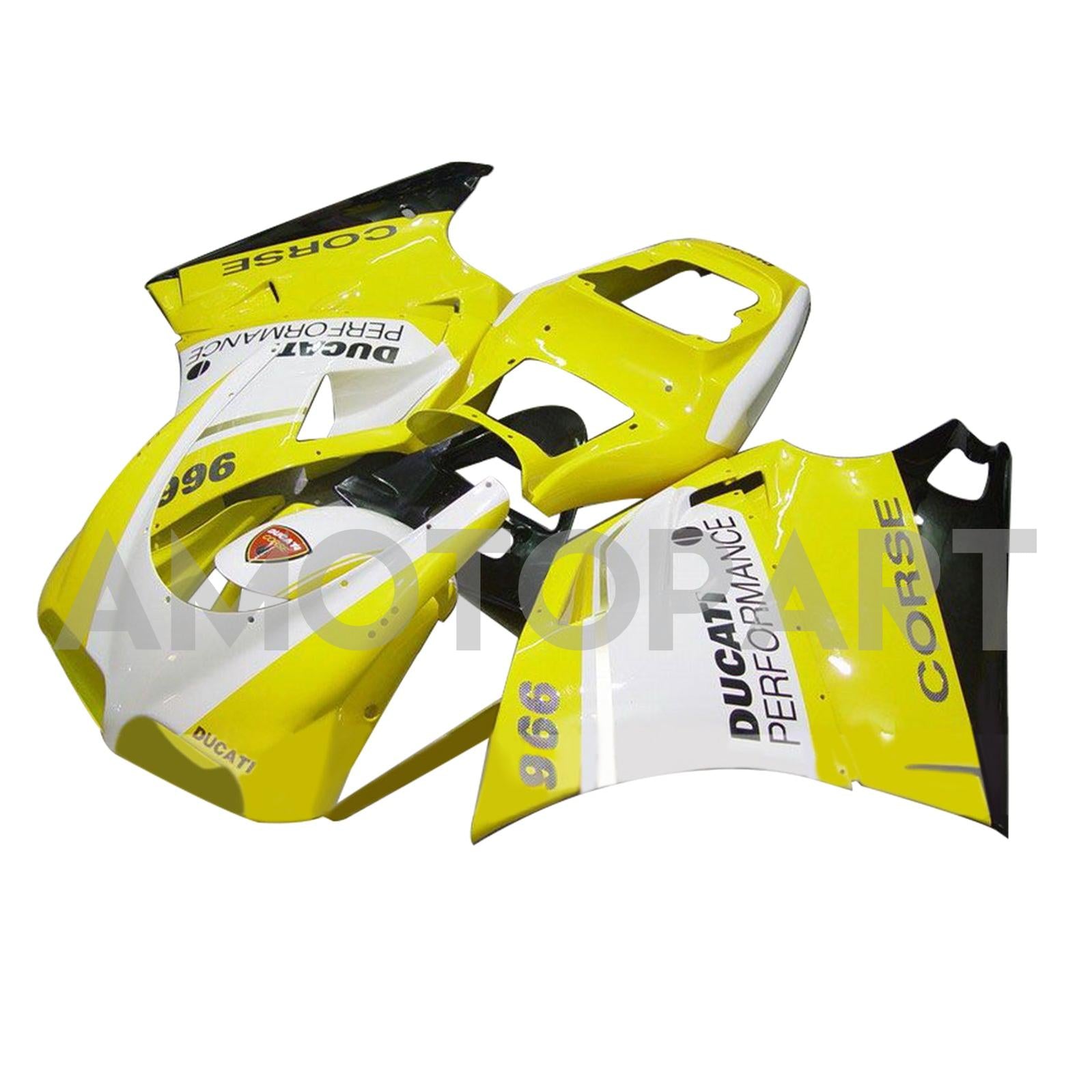Amotopart Ducati 996 748 1996-2002 Kit carena bianco e giallo