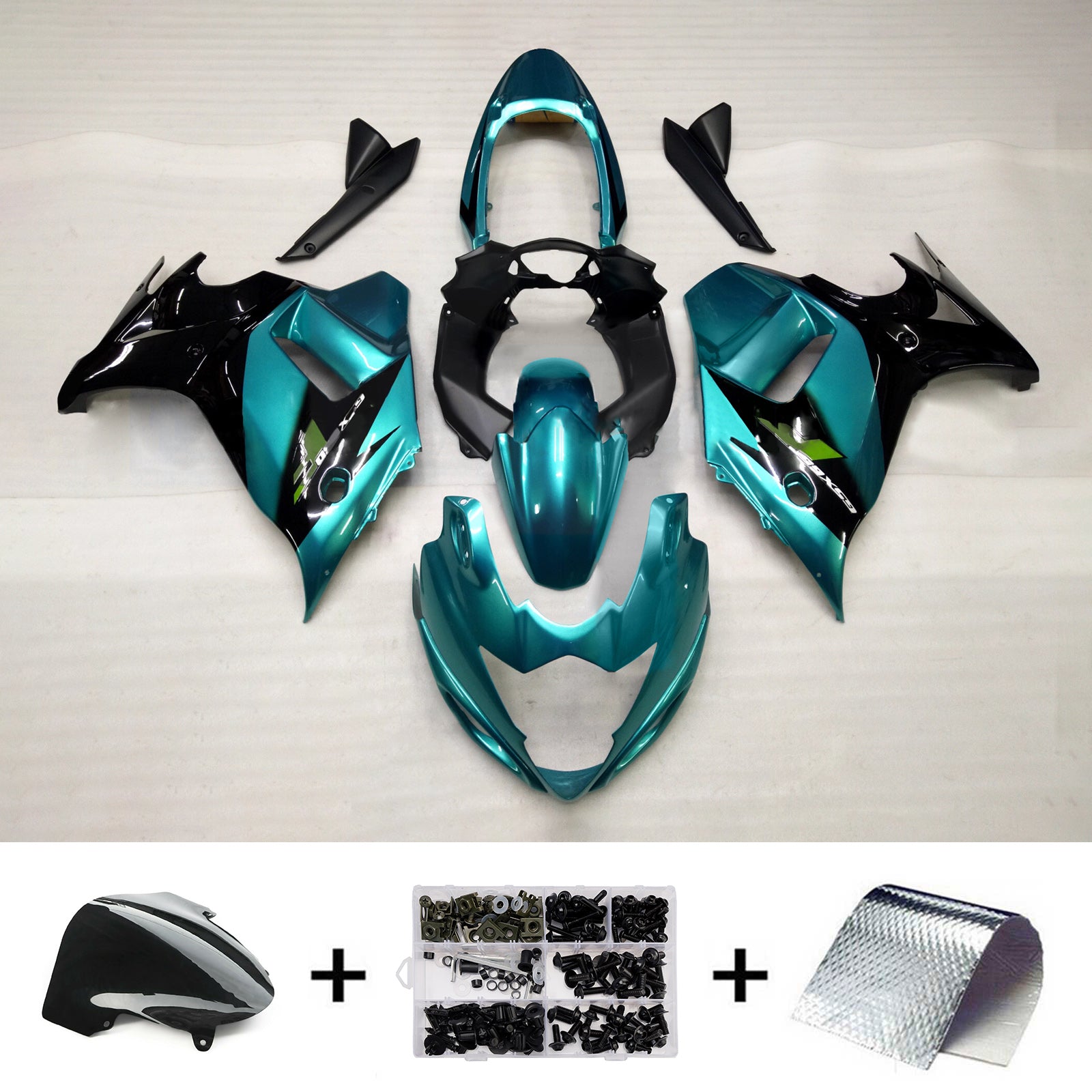 Amotopart 2008-2013 Suzuki GSX650F Green Black Fairing Kit