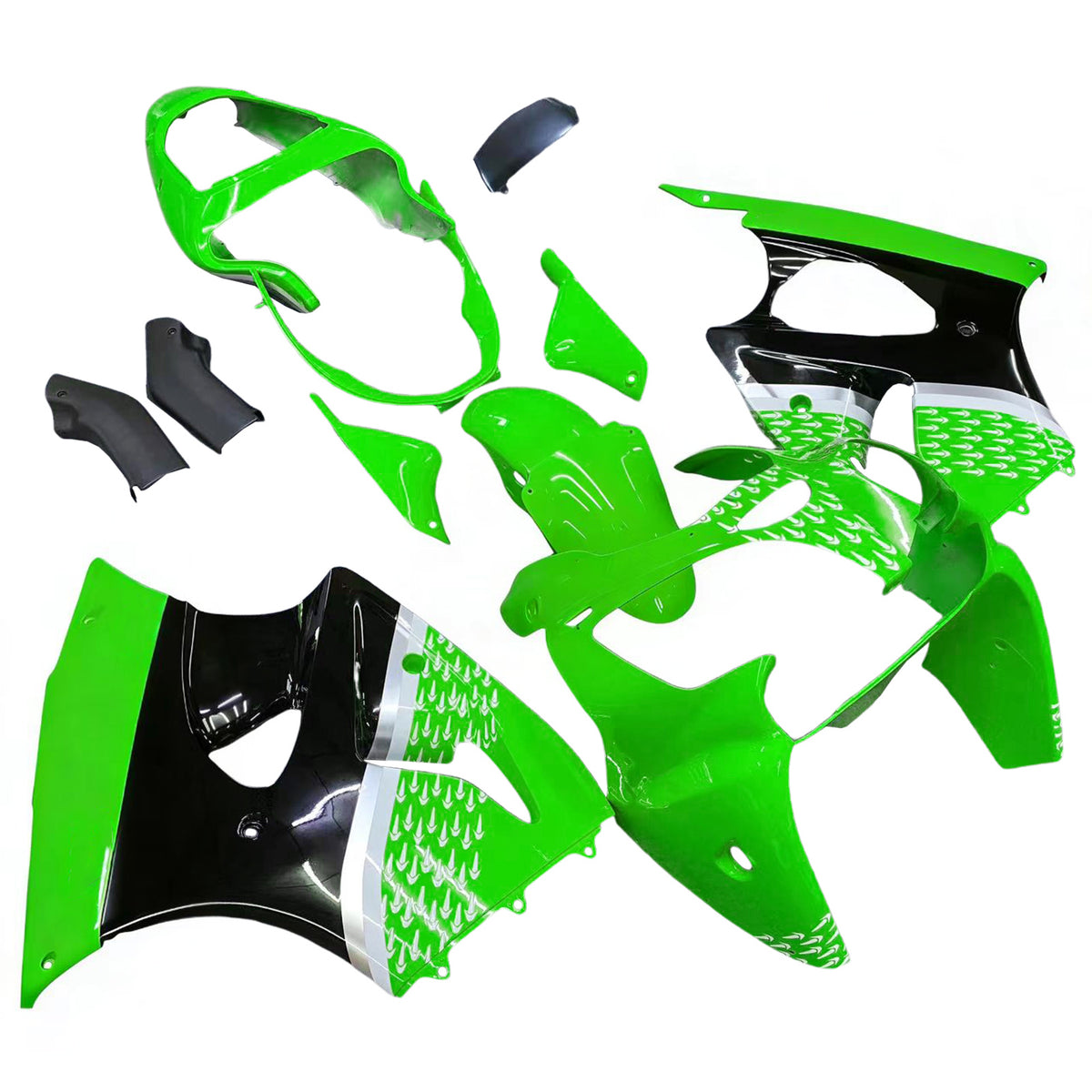 Amotopart 2000-2002 2005-2008 Kawasaki ZX-6R 636 ZZR600 Kit de carenado verde negro