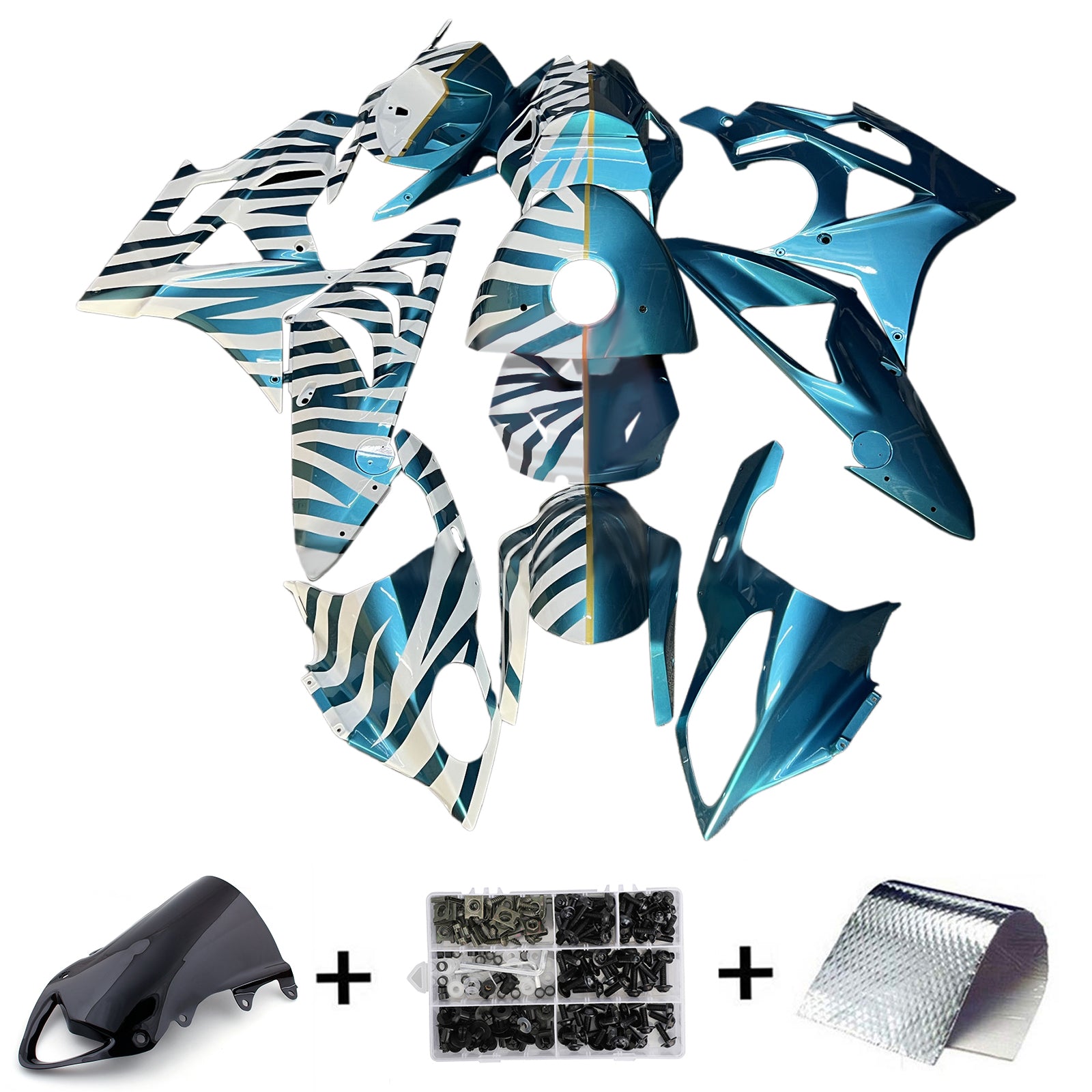 Amotopart 2009-2014 BMW S1000RR Light Blue White Fairing Kit