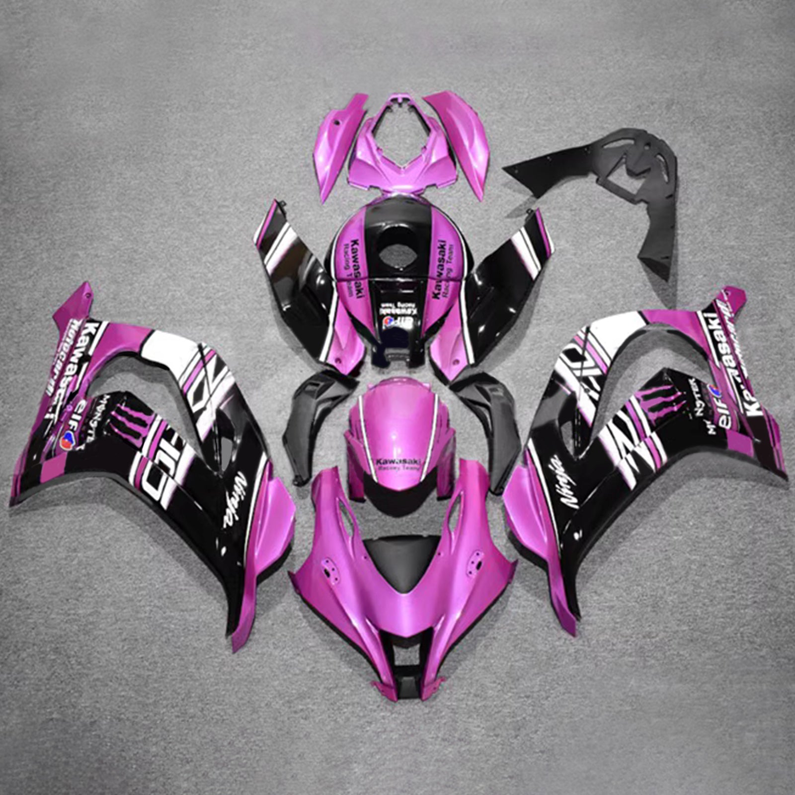 Amotopart 2016-2020 Kawasaki ZX10R Purple Black Fairing Kit