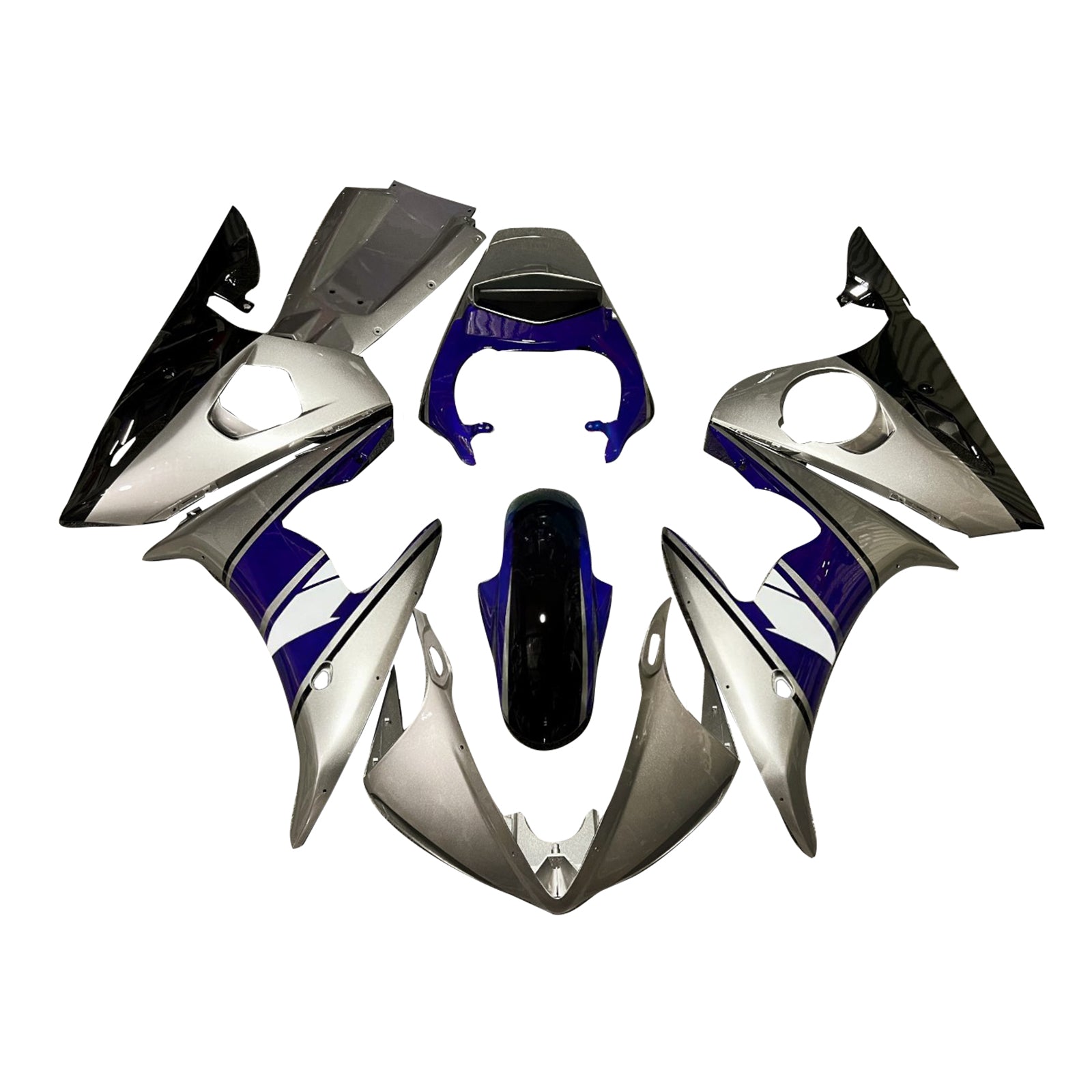 Amotopart 2003-2004 Yamaha YZF-R6/ 2006-2009 R6S Grey Blue Black Fairing Kit