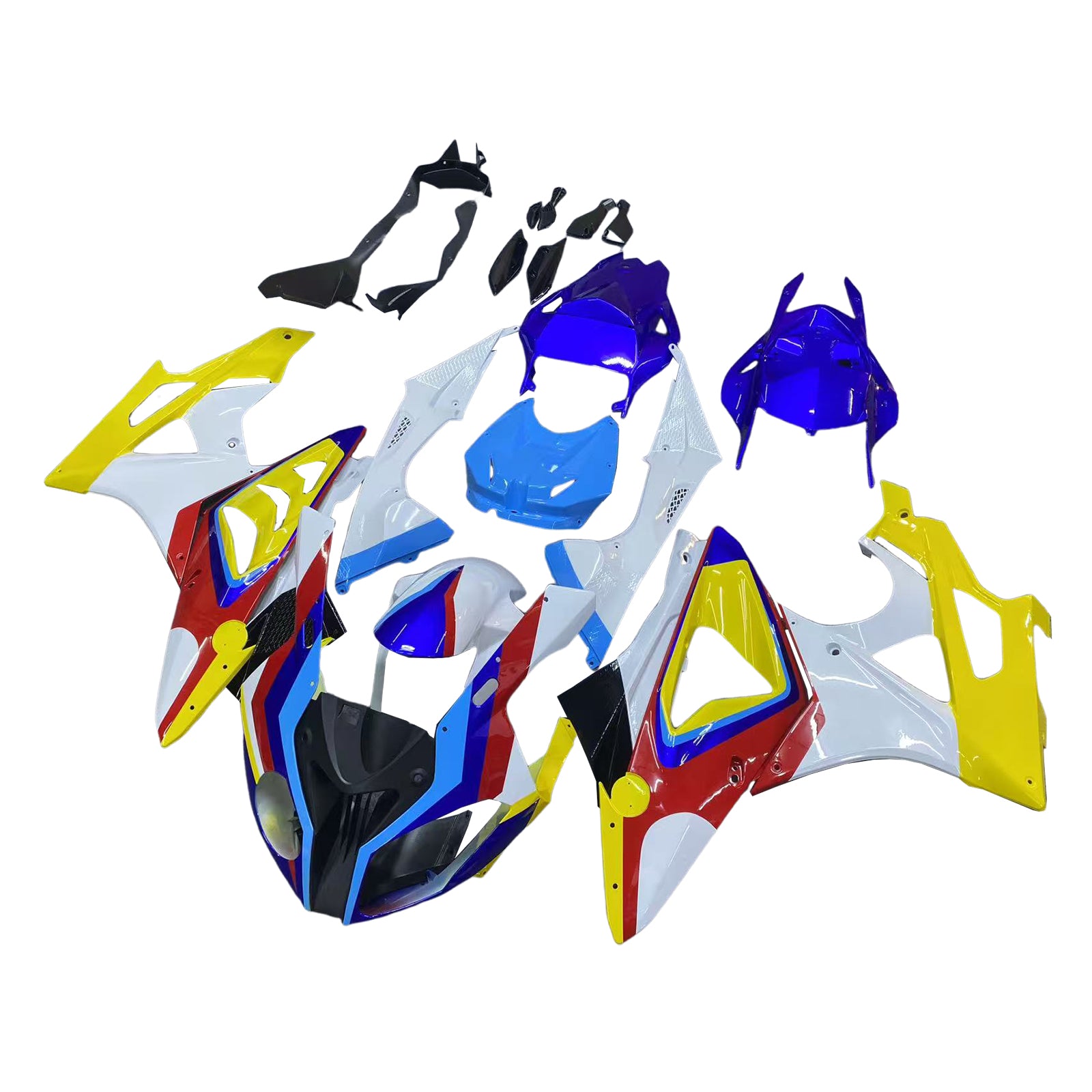 Amotopart 2009-2014 BMW S1000RR Kit de carénage blanc jaune bleu