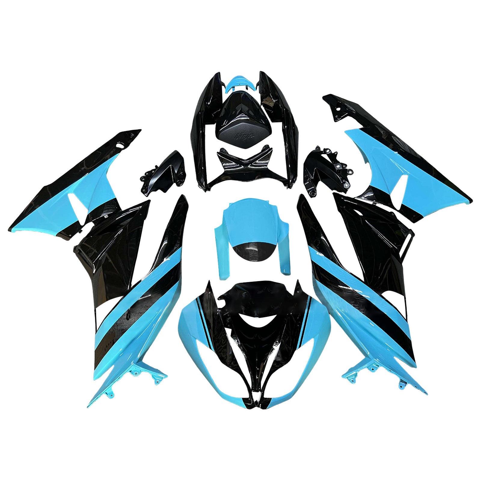 Amotopart 2009-2012 Kawasaki ZX6R 636 Blue Black Fairing Kit