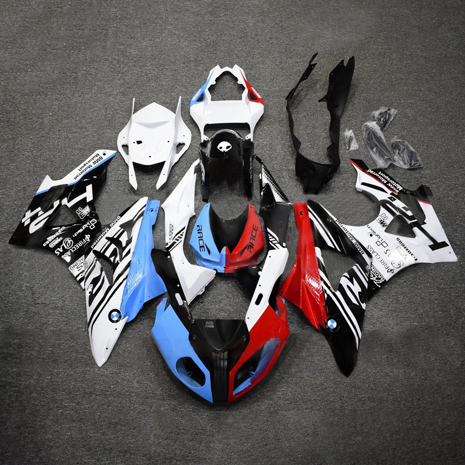Amotopart 2009-2014 BMW S1000RR 光沢のある黒、白、青、赤フェアリングキット