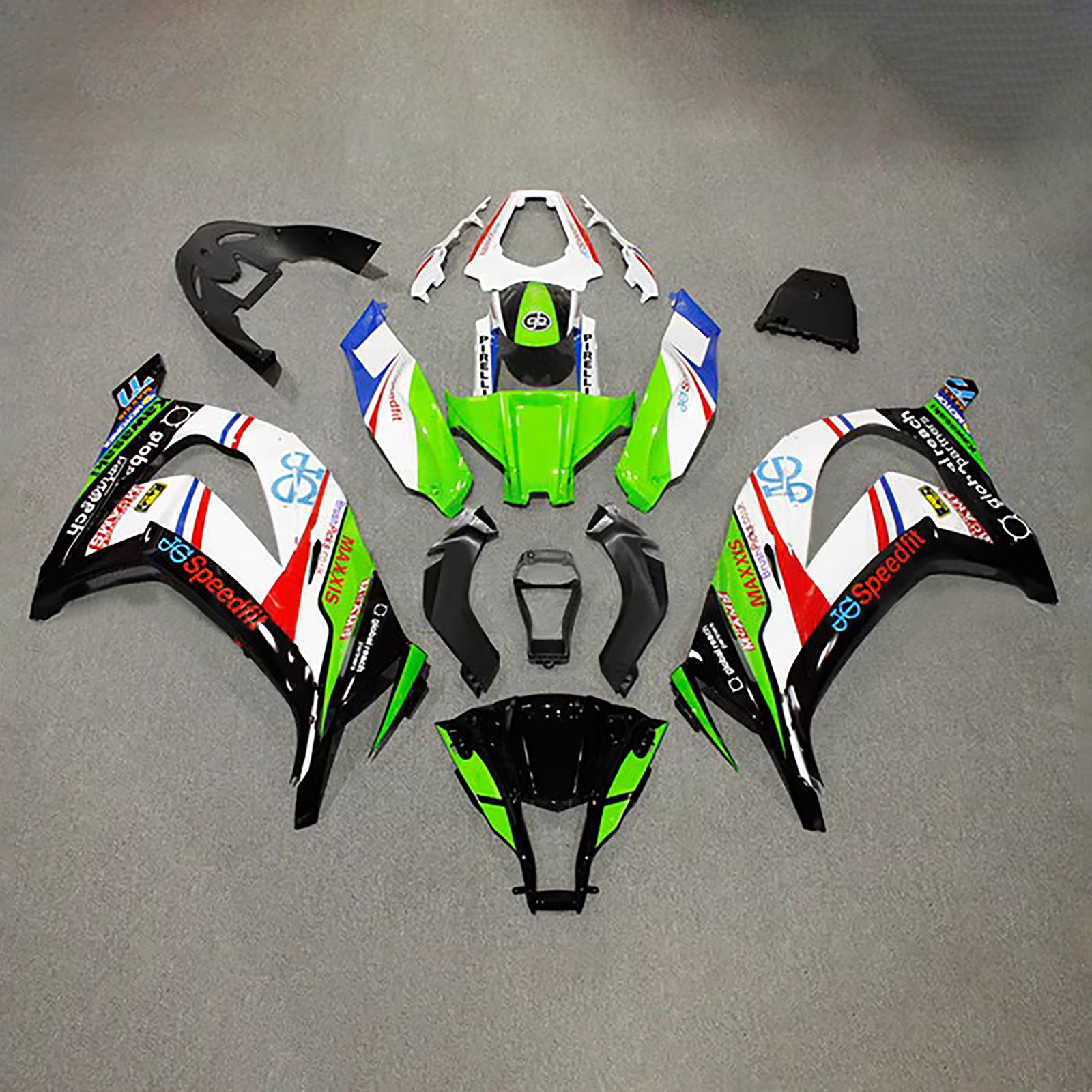 Amotopart 2011-2015 Kawasaki ZX10R Black Green Red White Fairing Kit