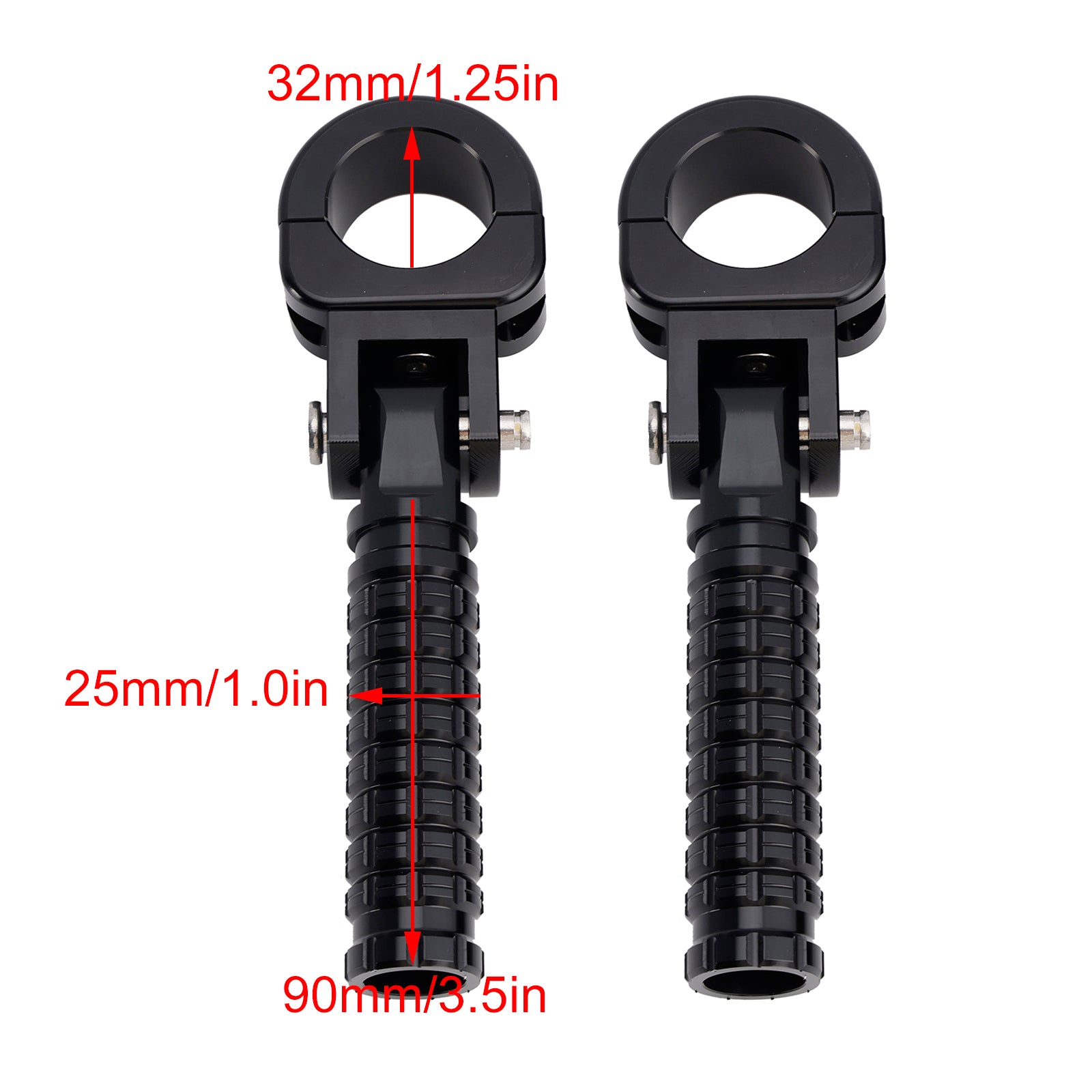 Apoios para os pés dianteiros universais, apoios para os pés adequados para motocicletas com 1.25" barras