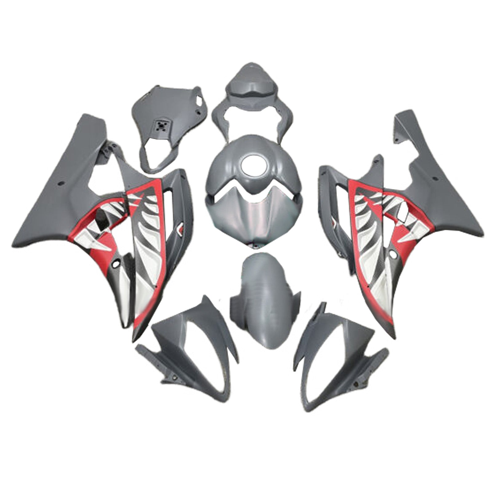 Amotopart 2006-2007 Yamaha YZF-R6 Grey & Red Fairing Kit