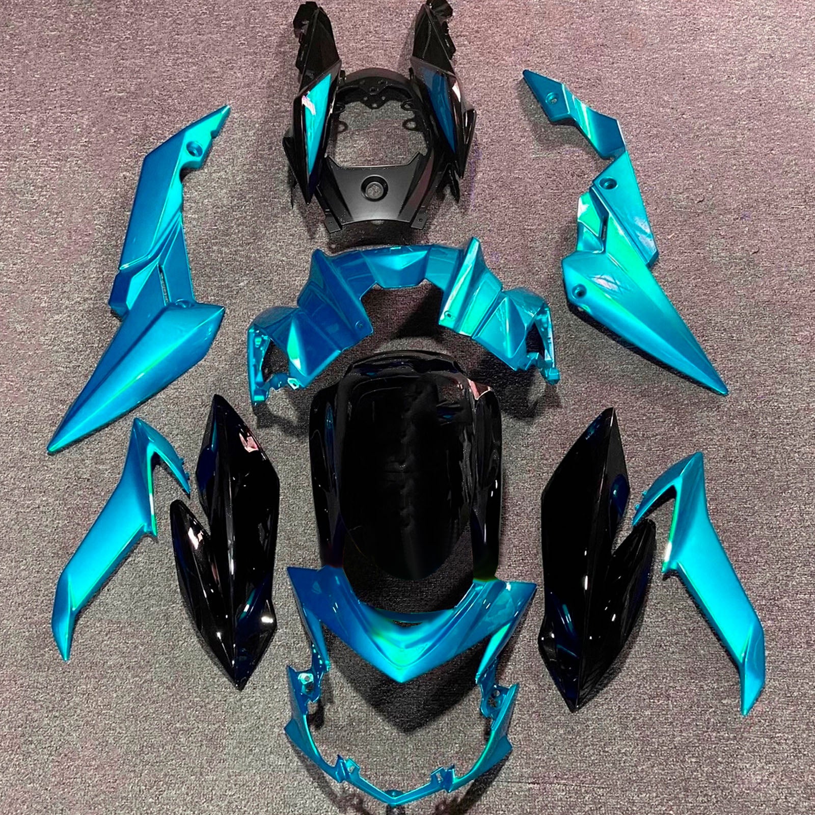 Amotopart 2017-2022 Suzuki GSXS 750 Blue Black Fairing Kit