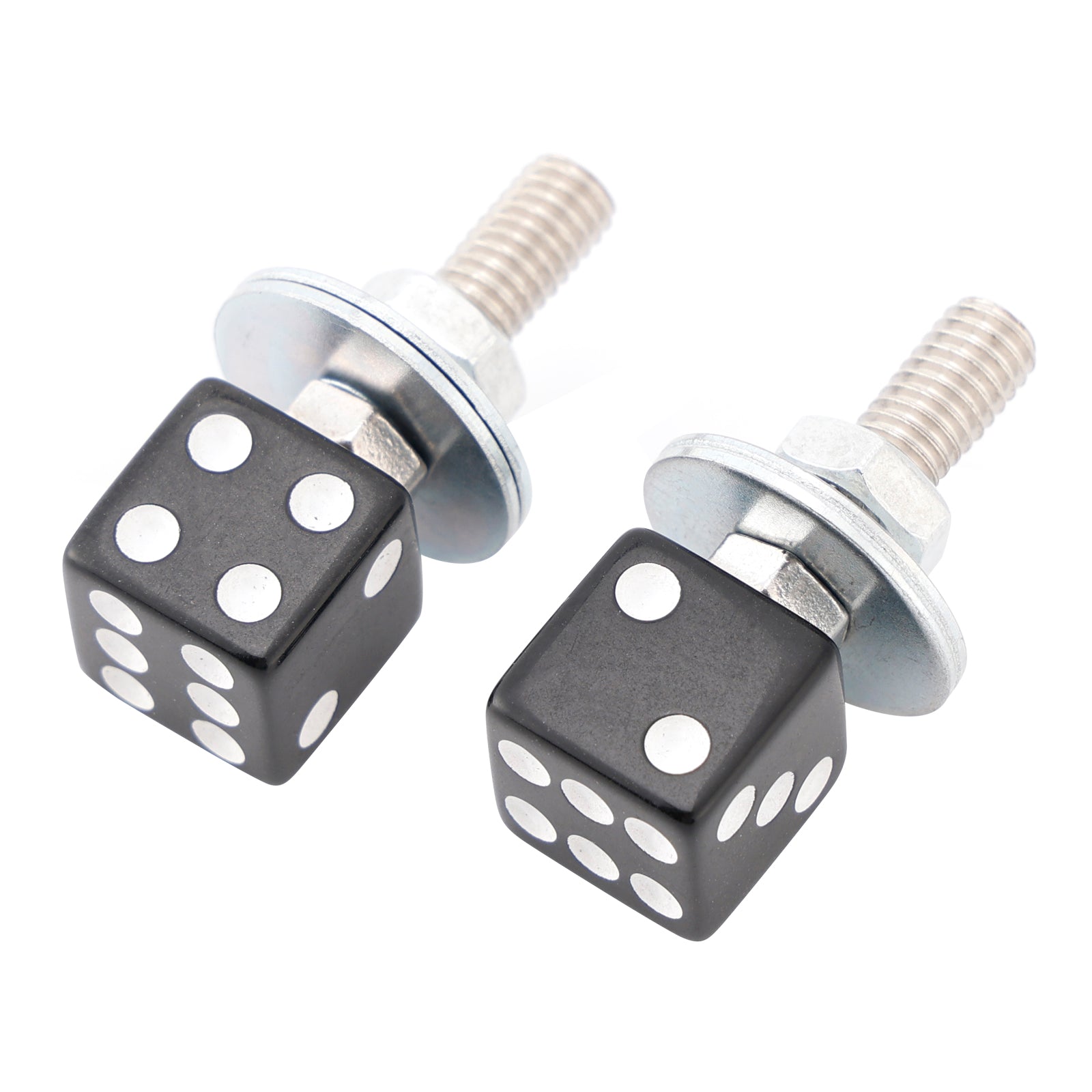 2x Motorcycle Bike Plastic Black Dice License Plate Bolt On Screw On Frame Nut