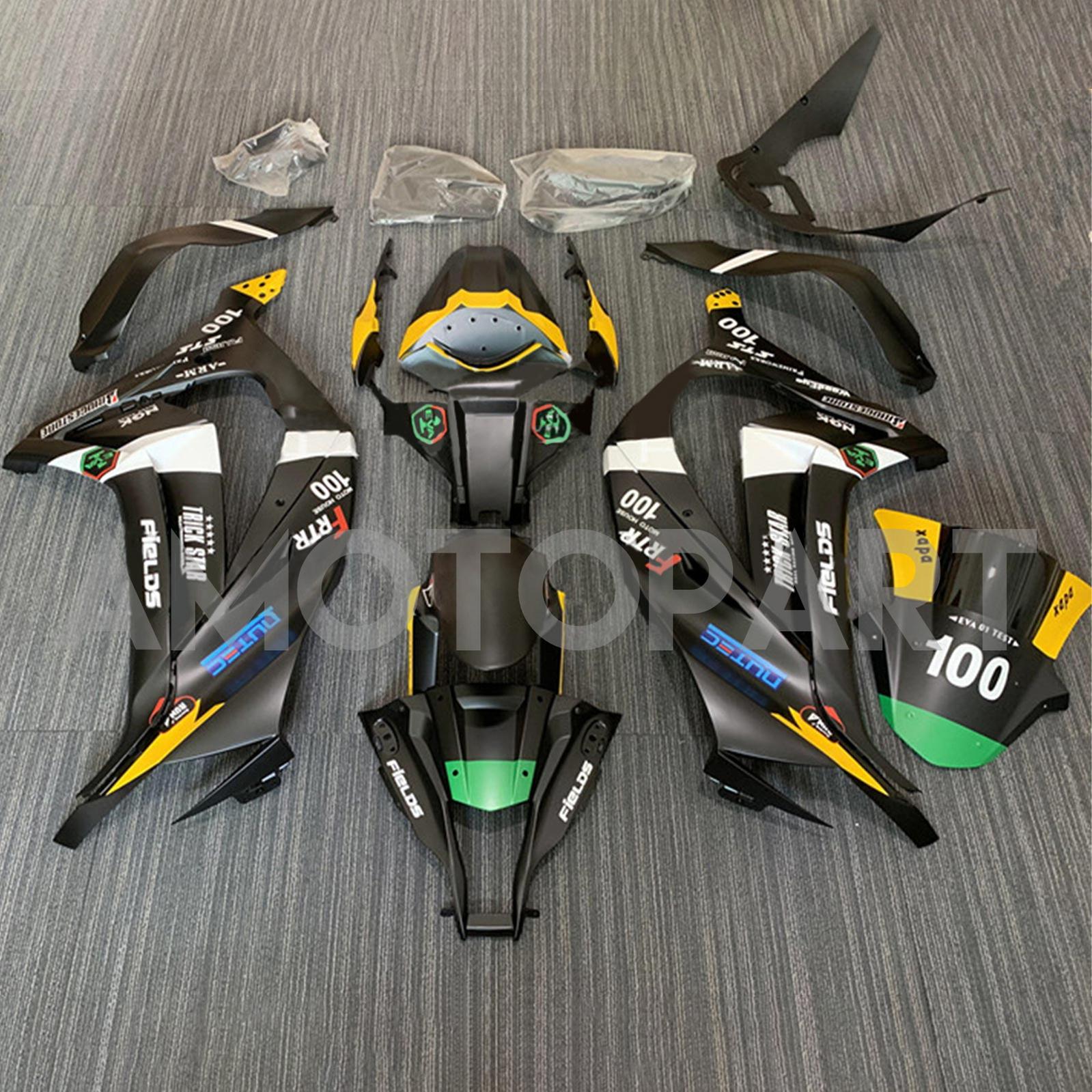 Amotopart 2011-2015 Kawasaki ZX10R マットブラック&イエロー フェアリングキット