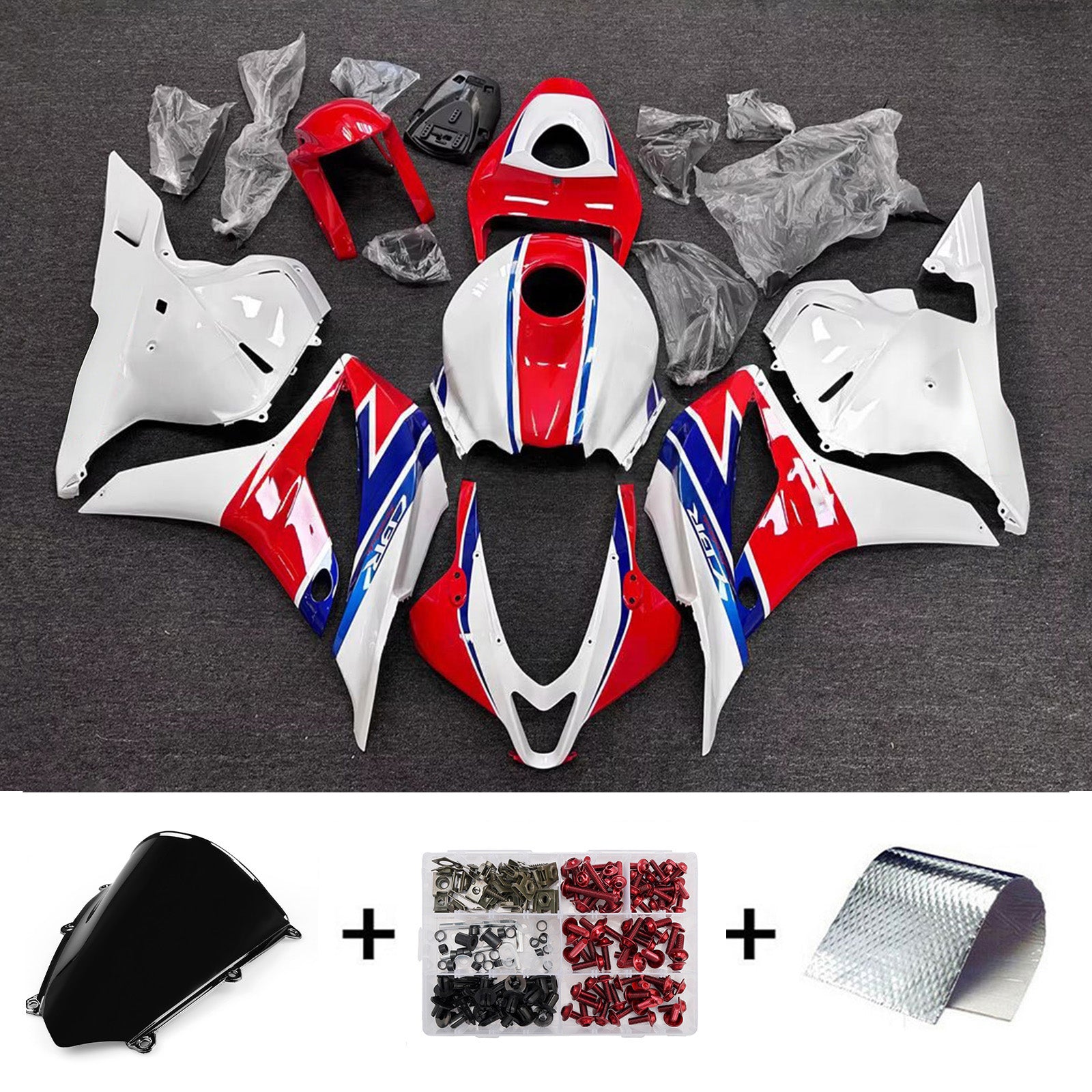 Amotopart 2009-2012 Honda CBR600RR White Red Blue Fairing Kit