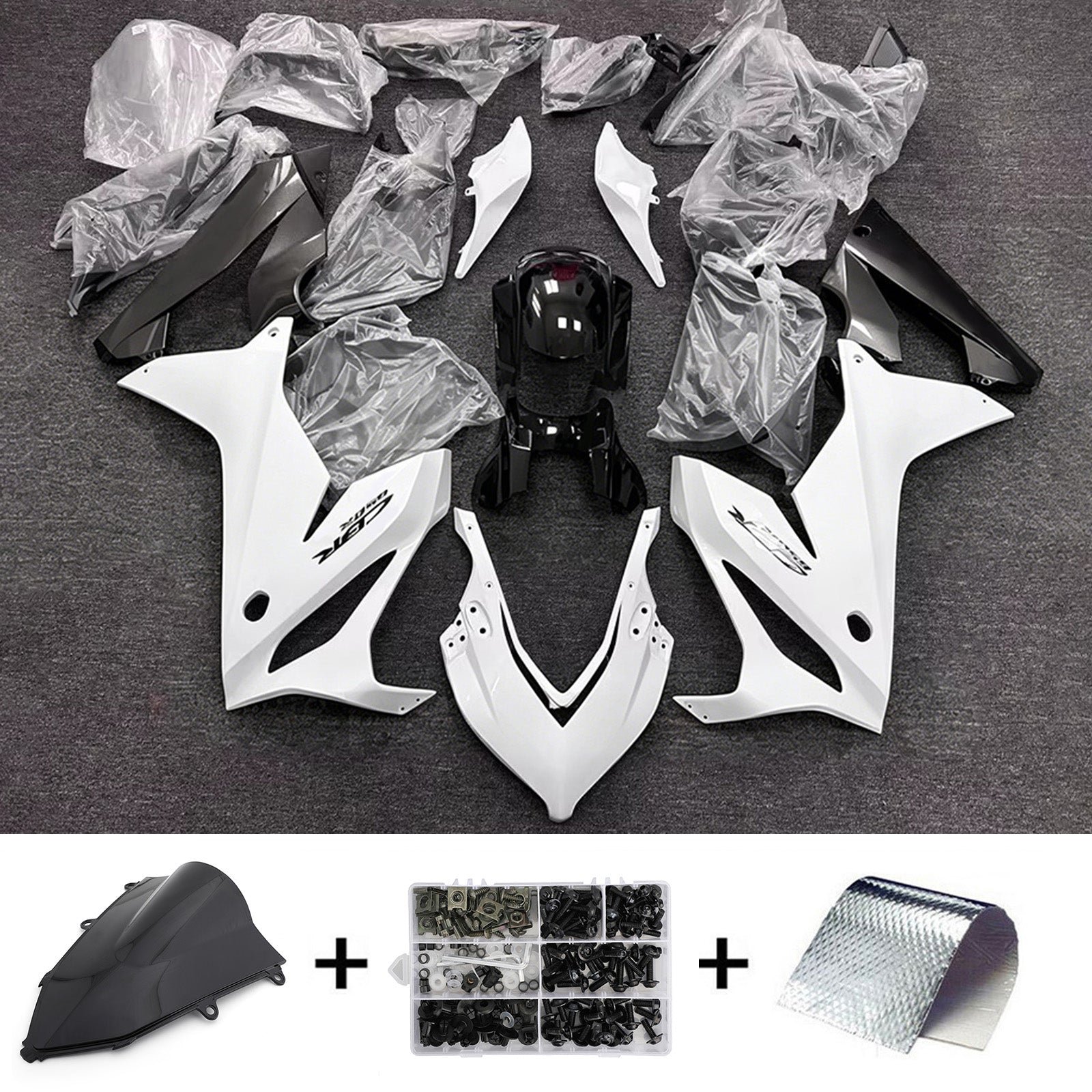 Amotopart 2019-2020 Honda CBR650R White/Black Fairing Kit