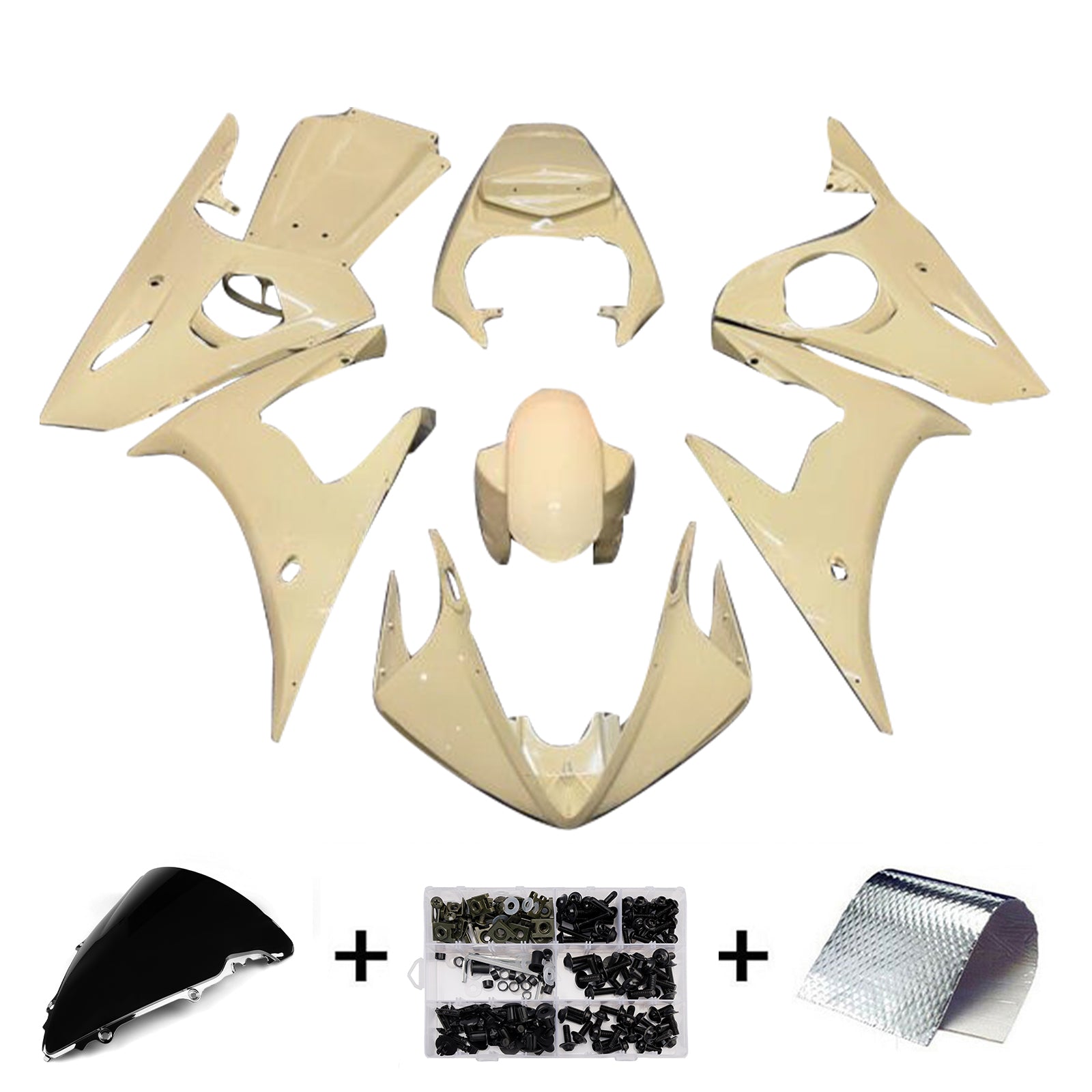 Amotopart 2005 Yamaha YZF-R6 Ivory White Fairing Kit