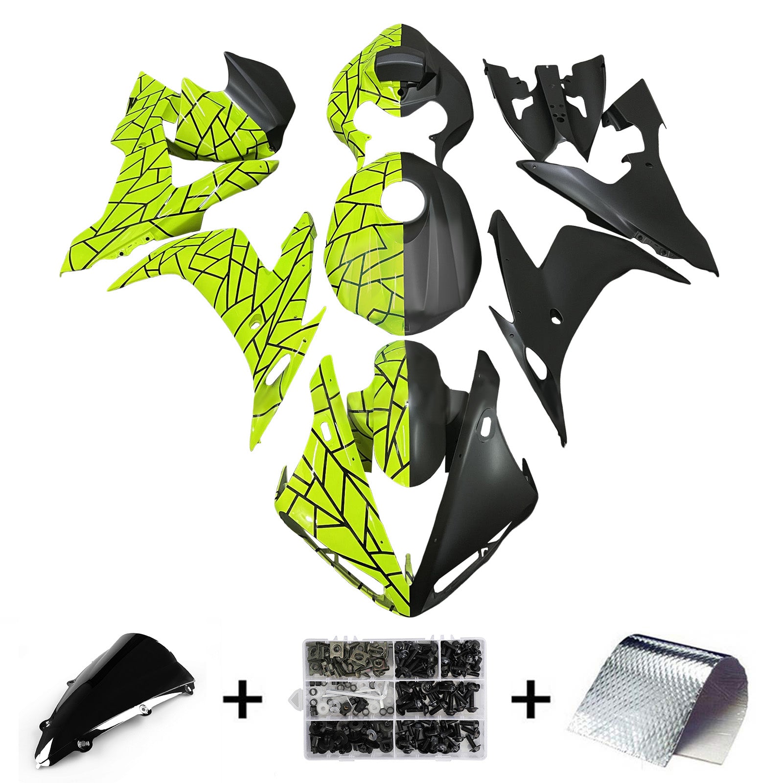 Amotopart 2004-2006 Yamaha YZF-R1 Matte Black Yellow Fairing Kit