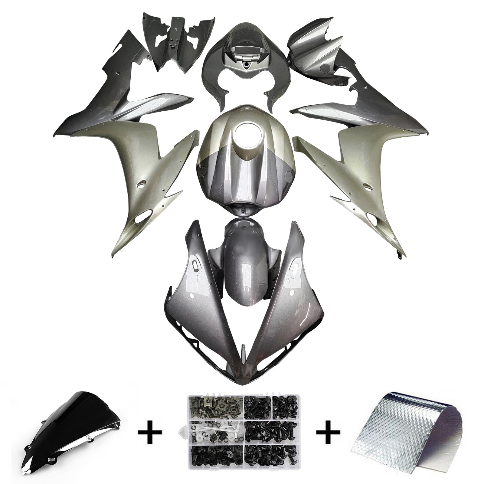 Amotopart 2004-2006 Yamaha YZF-R1 Grey Sliver Fairing Kit