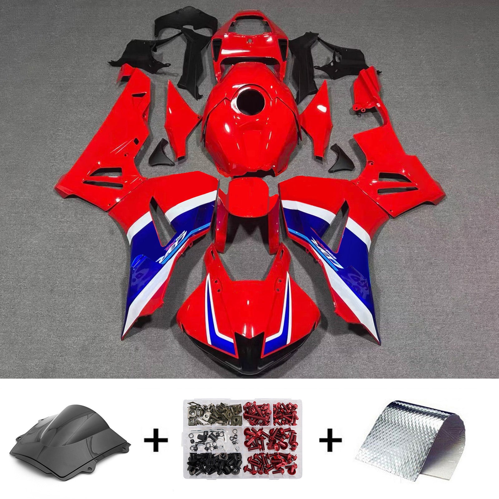 Amotopart 2024-2026 Honda CBR600RR Red Blue Not Suitable for the American Version Fairing Kit