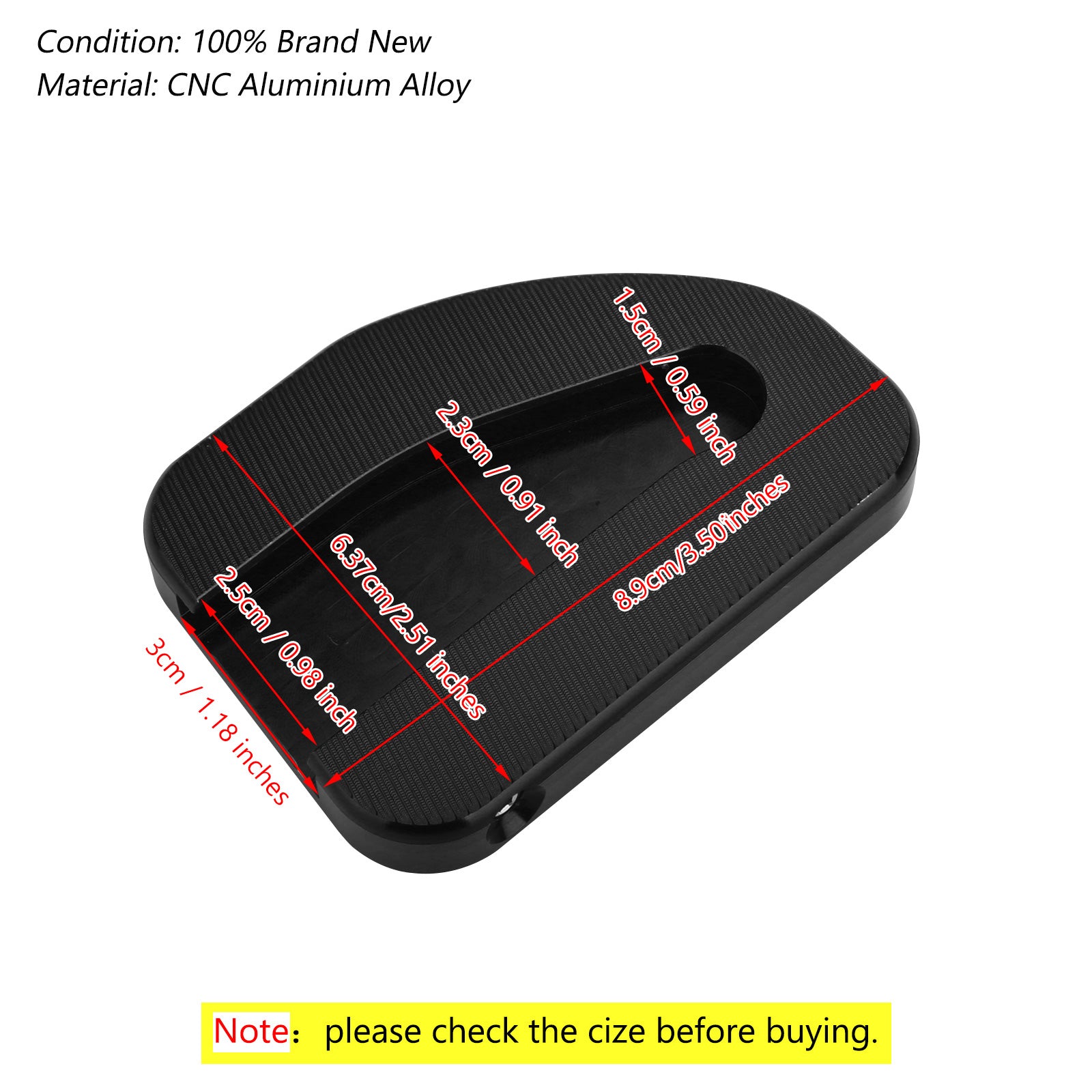 10-17 Honda Goldwing GL1800 Kickstand Stand Sidestand Extension Plate Pad Black