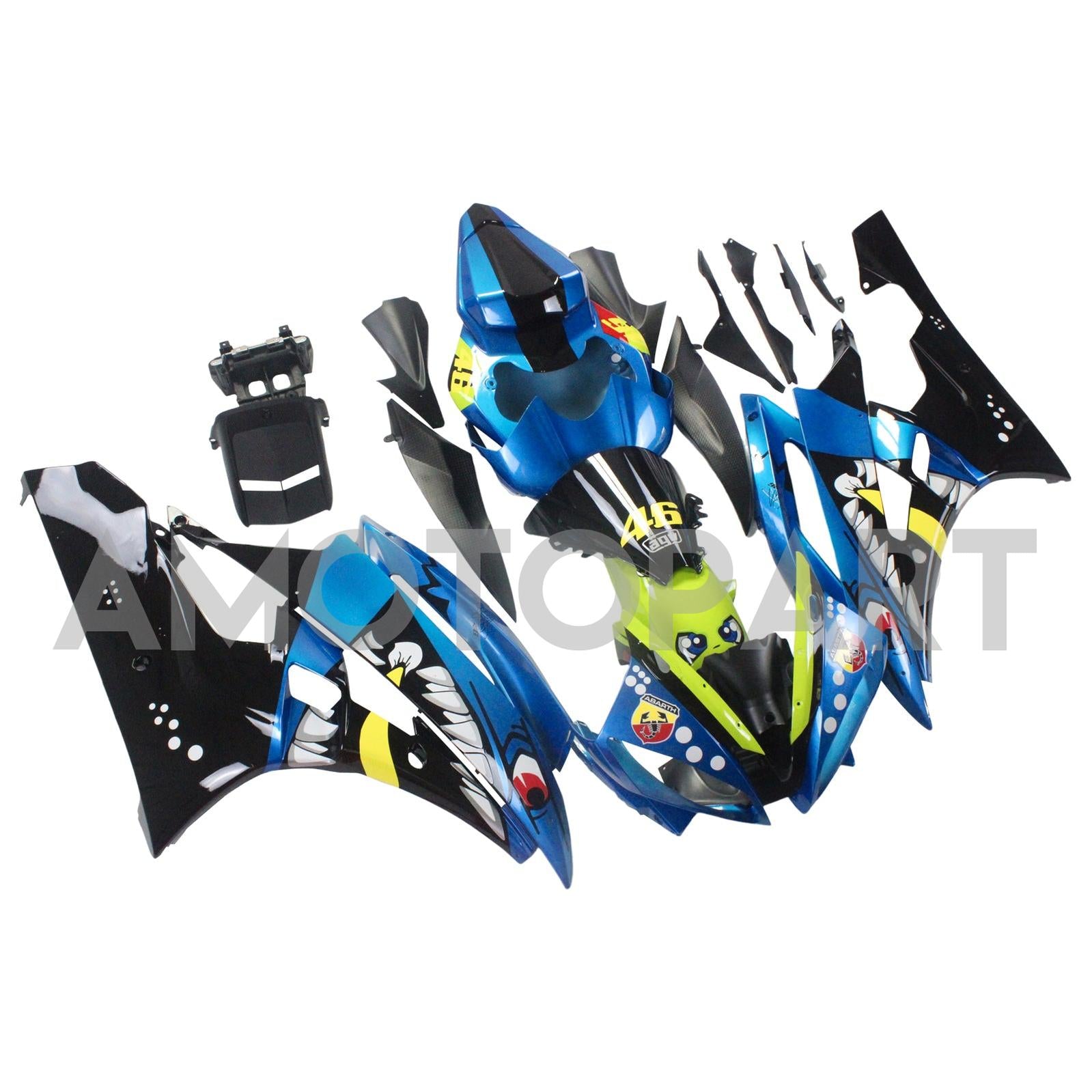 Amotopart 2006-2007 YZF 600 R6 Yamaha Blue&Green Fairing Kit