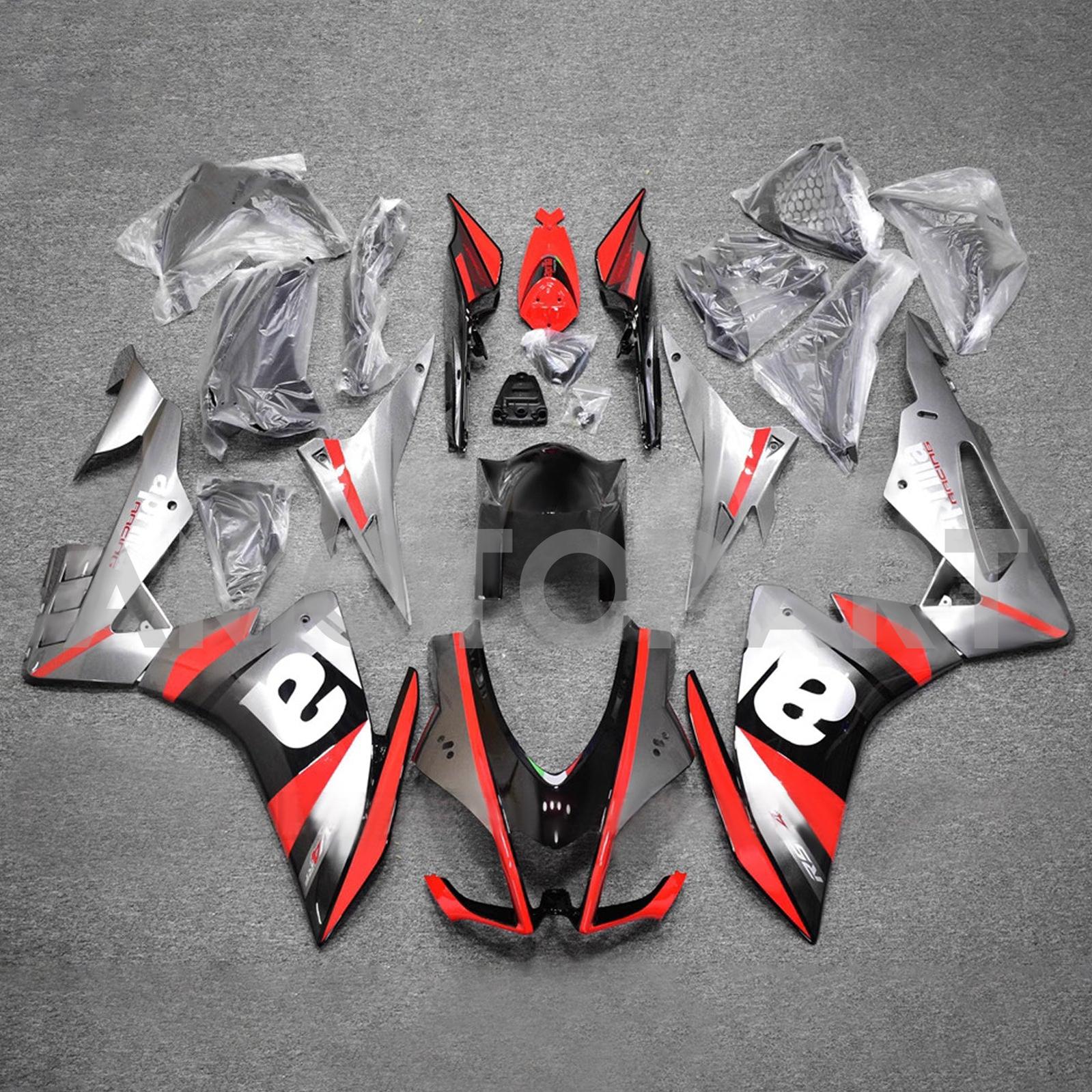 Amotopart 2016-2020 Aprilia RSV4 1000 Silver Red Black Fairing Kit