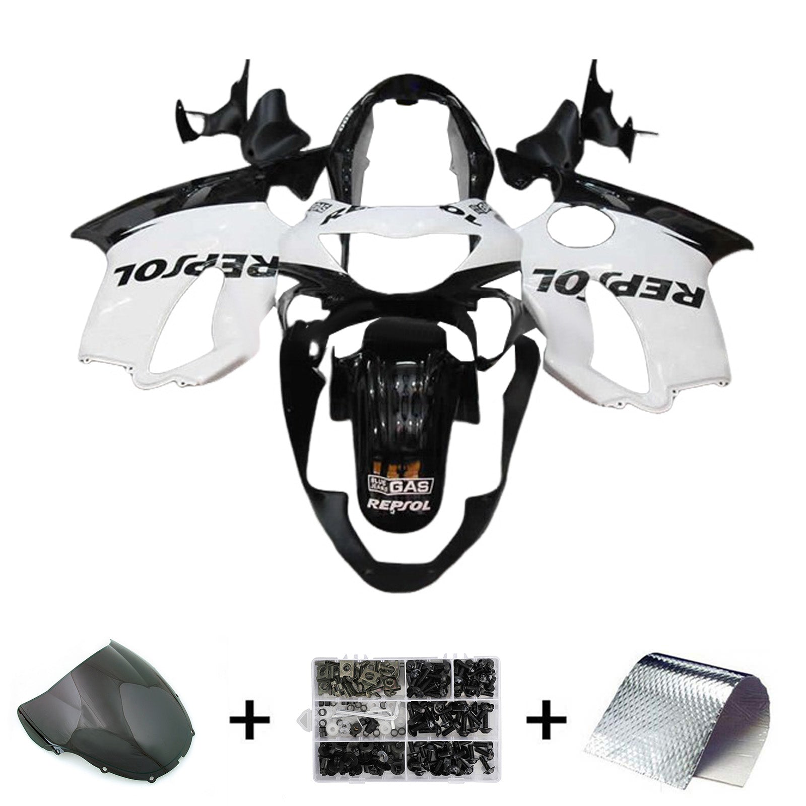 Amotopart 1999-2000 Honda CBR600 F4 Black White Fairing Kit
