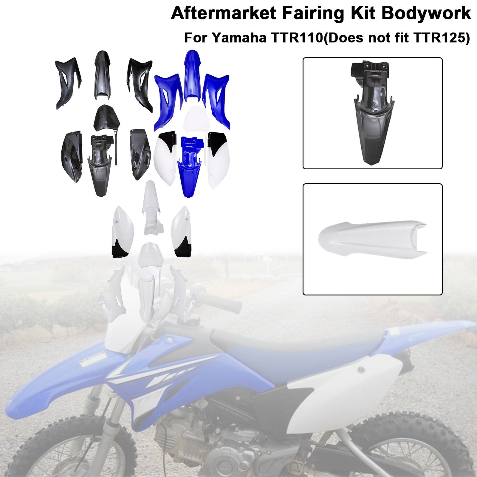Yamaha TTR110 DIRT BIKE Body Plastic Kit Fender Fairing
