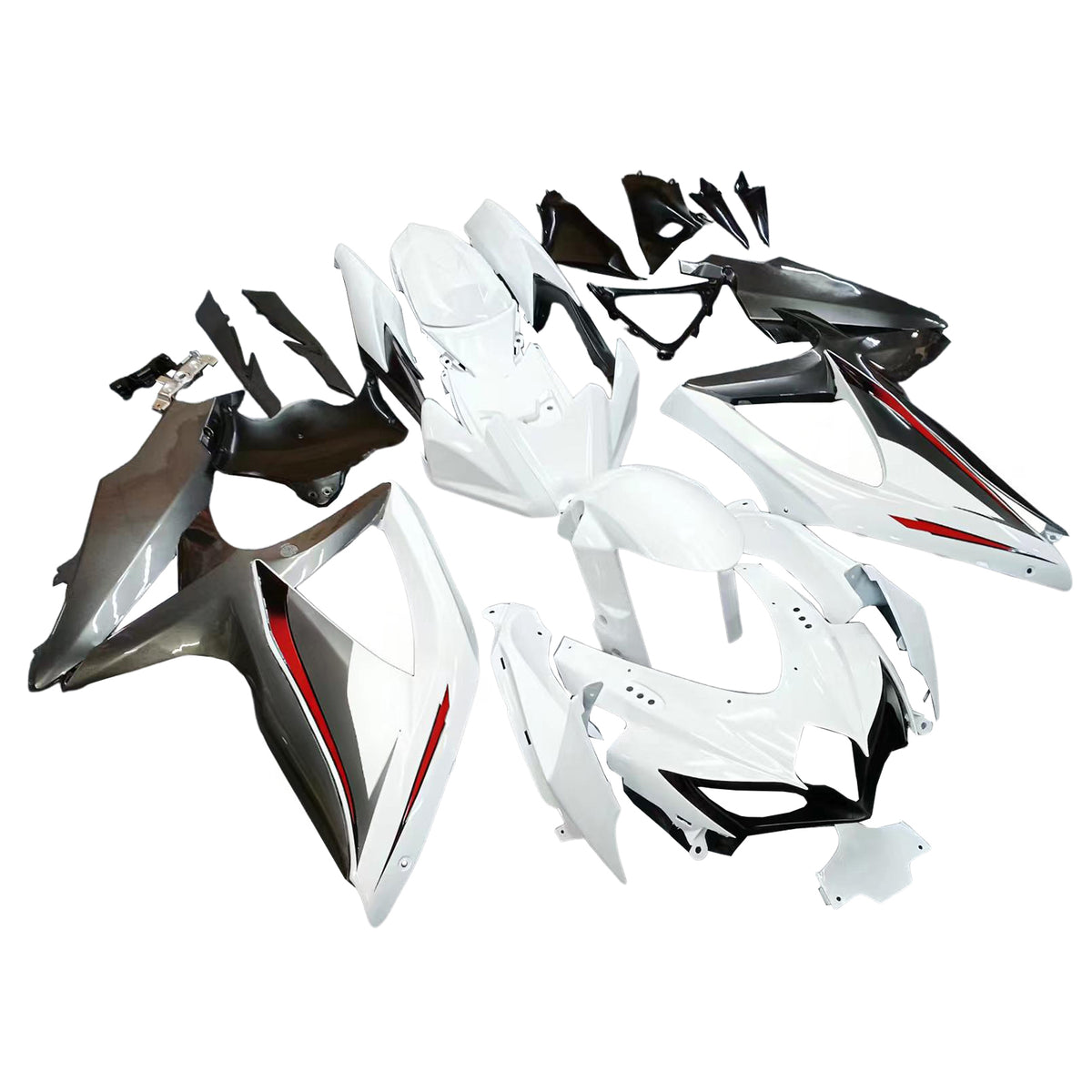 Amotopart 2008-2010 Suzuki GSX-R600 750 K8 Black White Fairing Kit