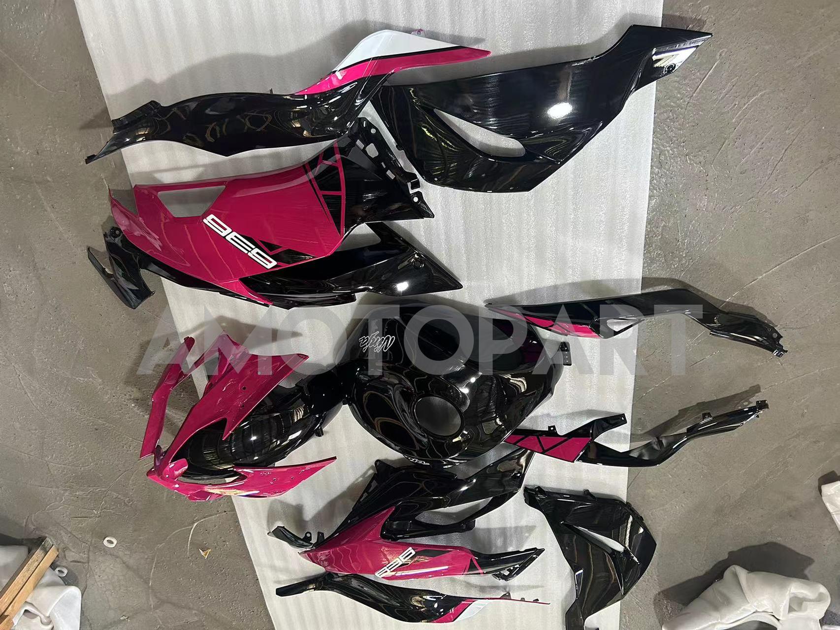 Amotopart 2019-2023 Kawasaki ZX6R Glossy Black Pink Purple Fairing Kit