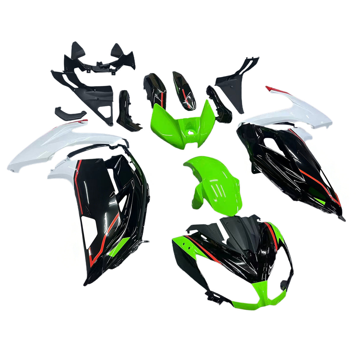 Amotopart 2012-2016 Kawasaki ER-6F Ninja 650 Black White Green Fairing Kit