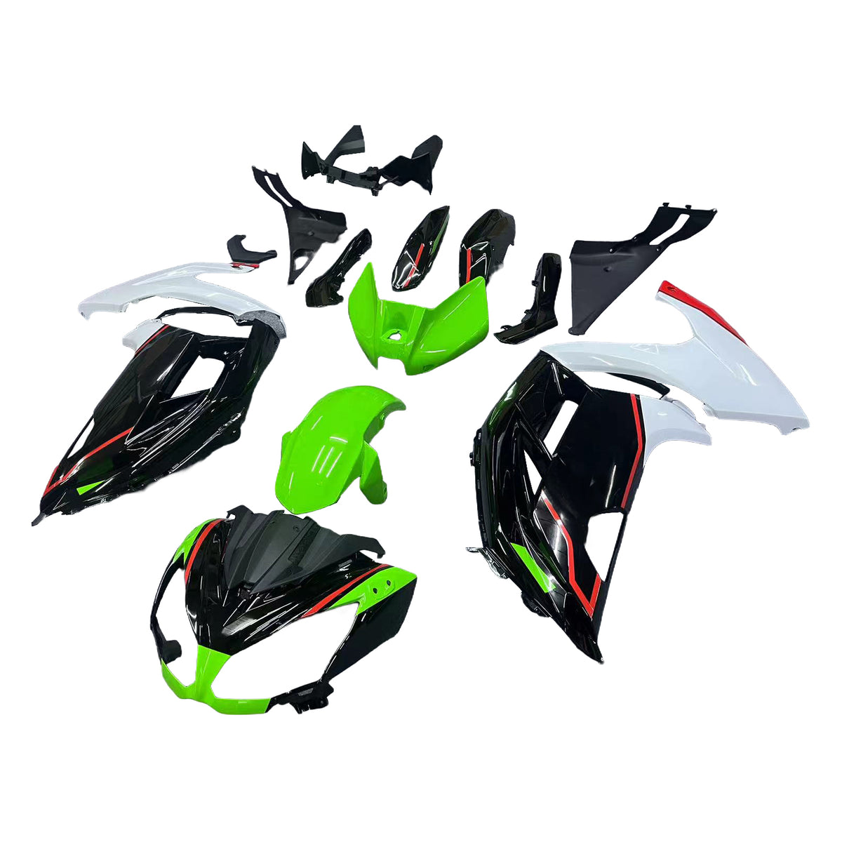 Amotopart 2012-2016 Kawasaki ER-6F Ninja 650 Black White Green Fairing Kit