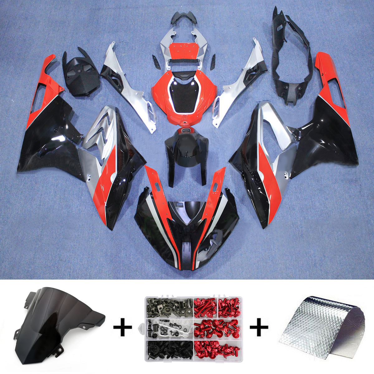 Amotopart 2017-2018 BMW S1000RR Black Orange Fairing Kit