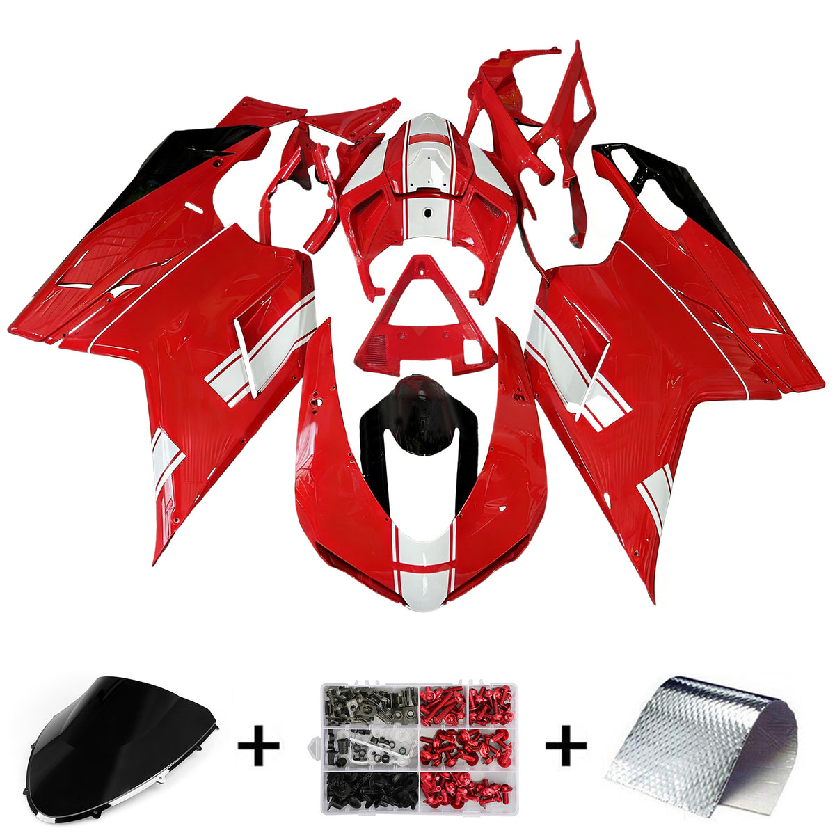 Amotopart 2007-2011 Ducati 1098 1198 848 Red Fairing Kit